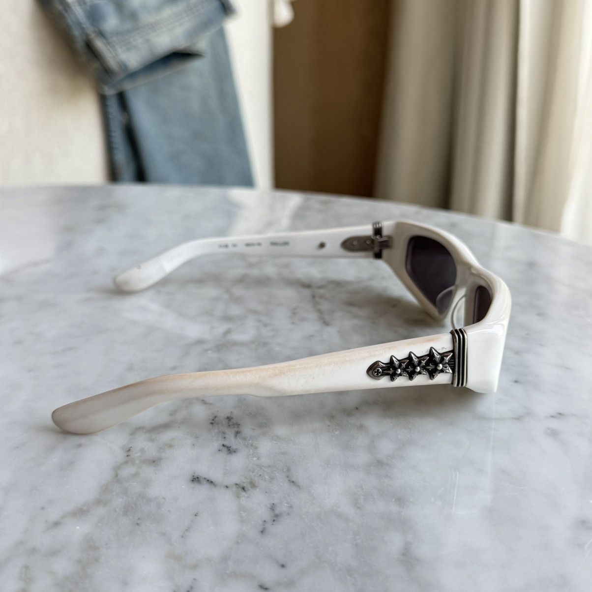Chrome Hearts White Sterling Silver Stars Hardware Roller Sunglasses RARE Size ONE SIZE - 3 Thumbnail