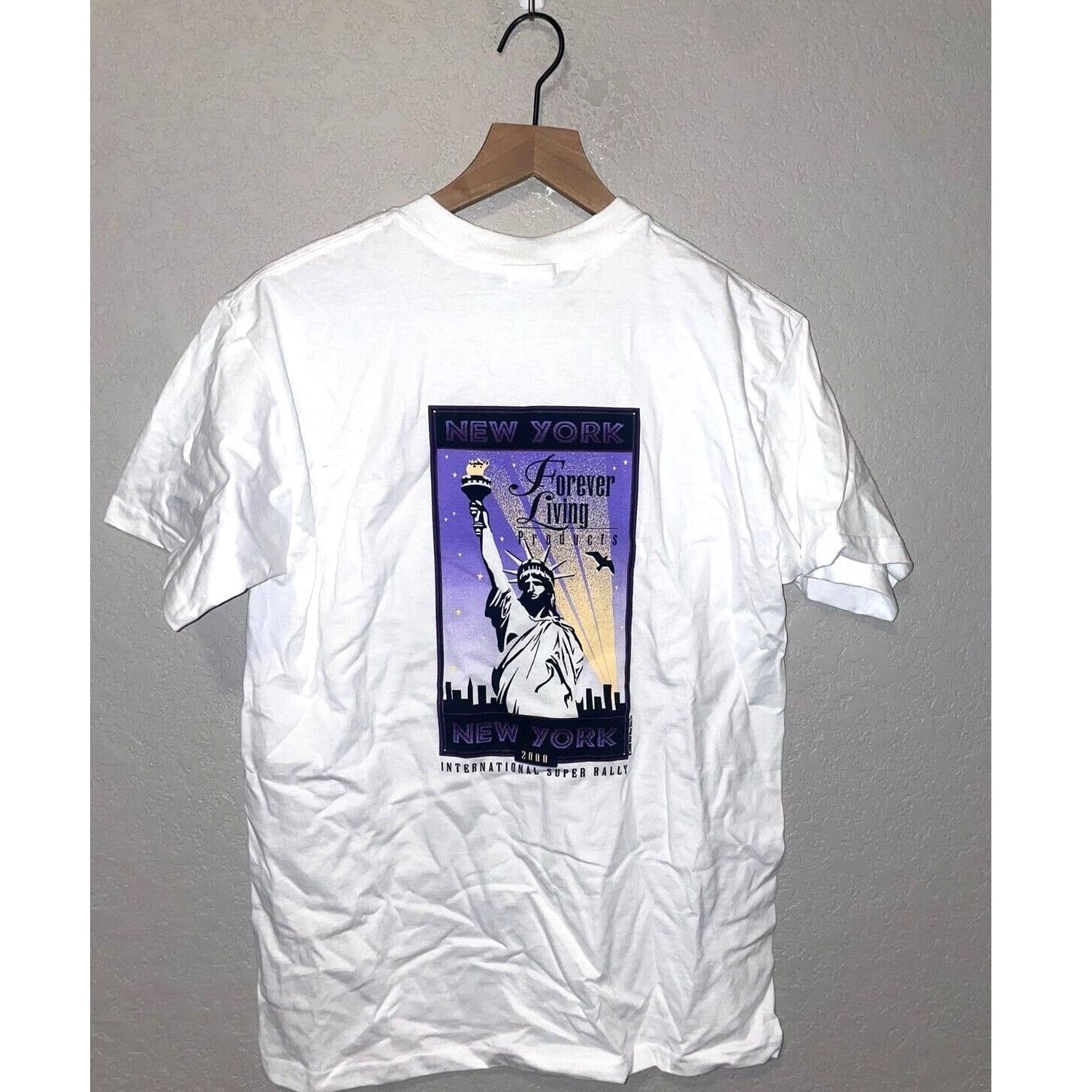 Jerzees Y2K New York Shirt Forever Living Products S White Promo Tee Size US S / EU 44-46 / 1 - 1 Thumbnail