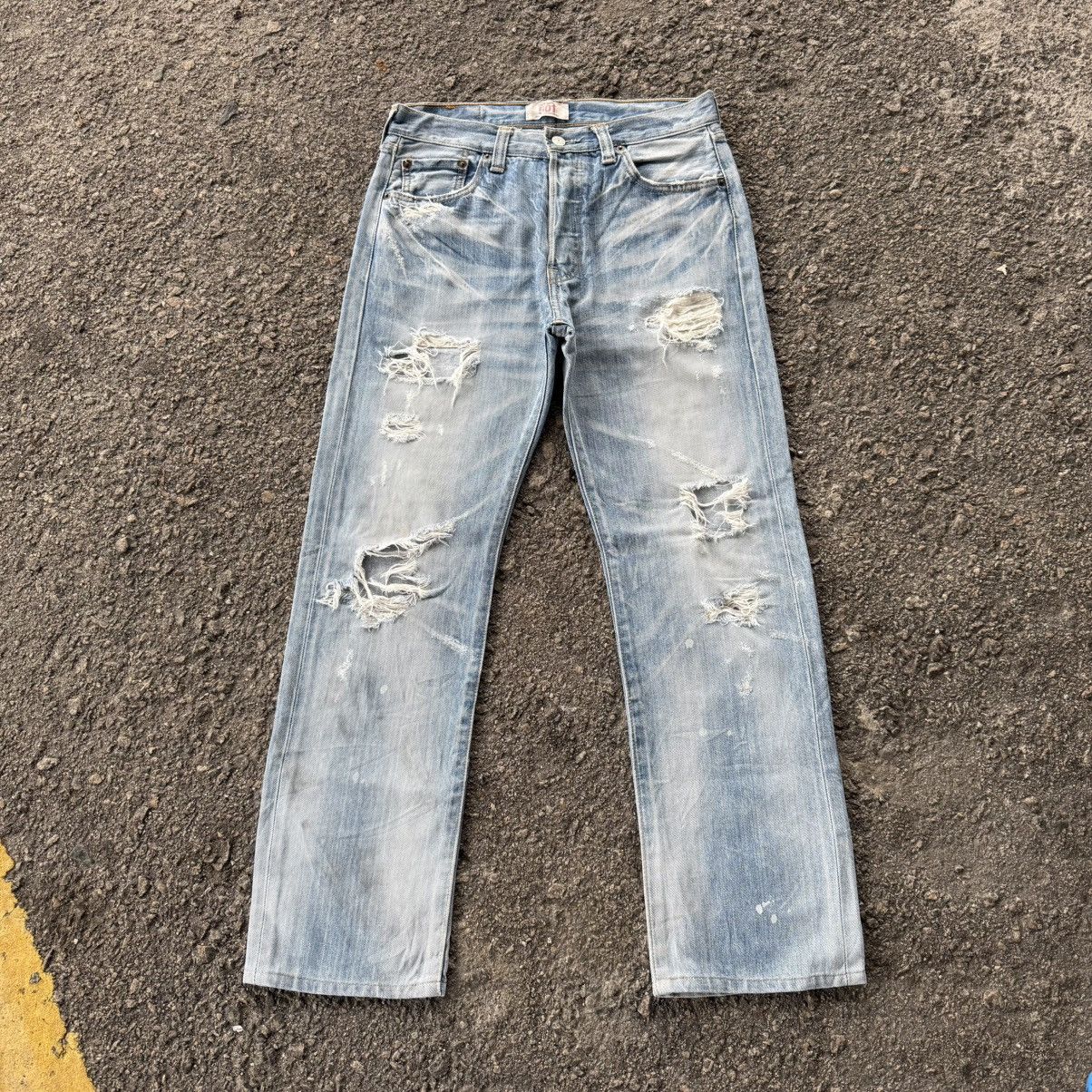 Levi's W31 Vintage Levi’s 501 straight faded Rippep jean denim Size US 31 - 2 Thumbnail