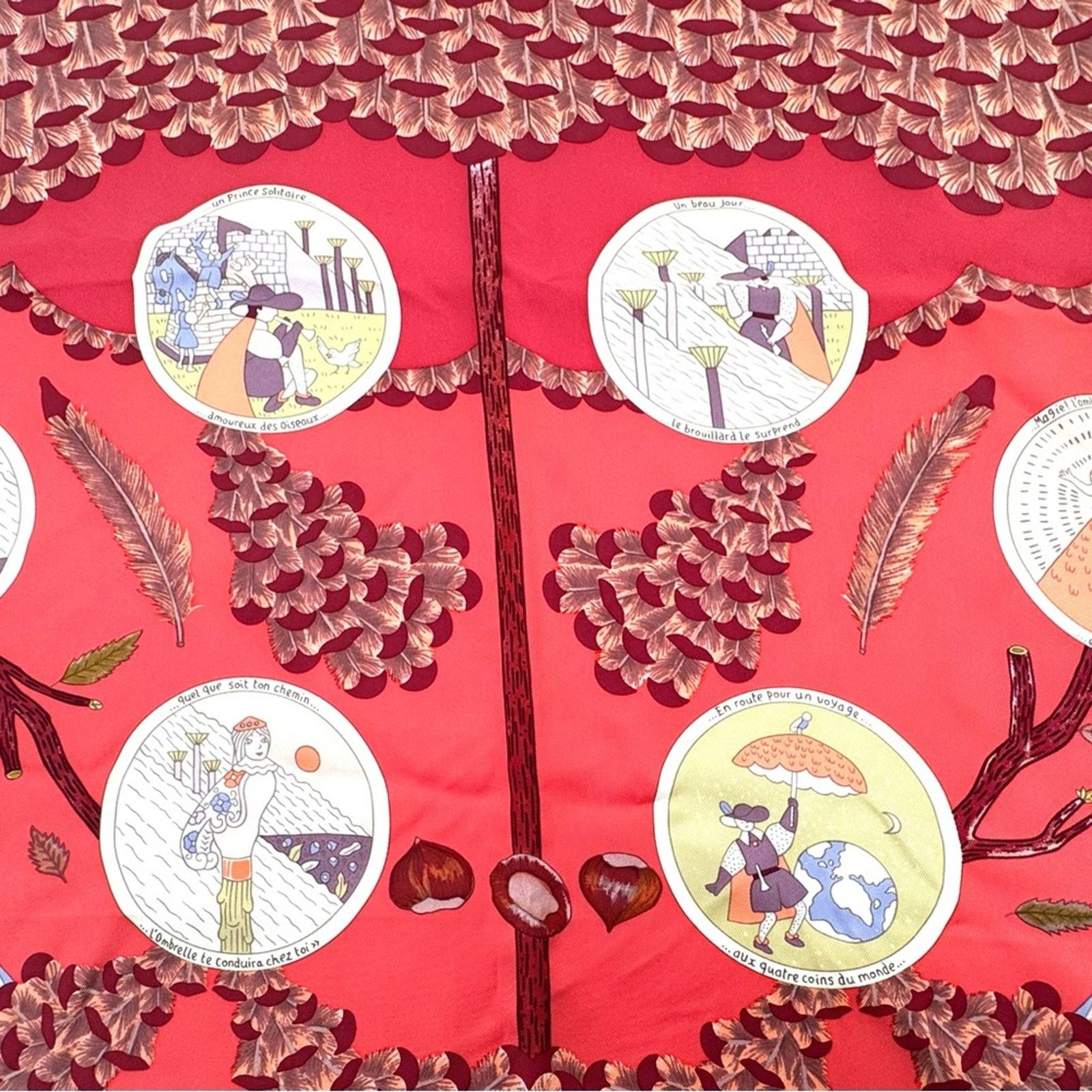 Hermes Hermes silk scarf theme is the magic umbrella coral colorway Size ONE SIZE - 3 Thumbnail