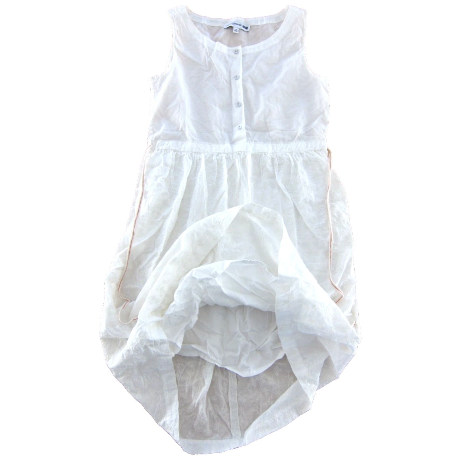 Uniqlo Tank Dress White Cotton Empire Waist Pocket XS Women Knee Length  Dress