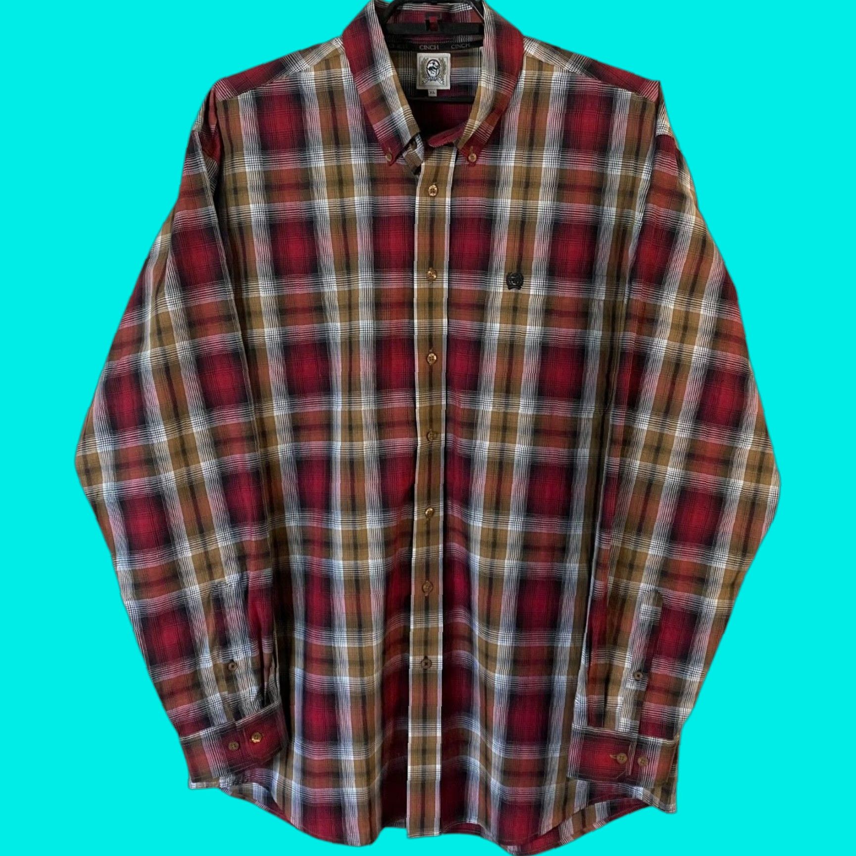 Vintage VINTAGE Cinch Plaid Button-Up Shirt Red Men's XL Reversible Paisley Cuffs Classic Western Size US XL / EU 56 / 4 - 1 Thumbnail
