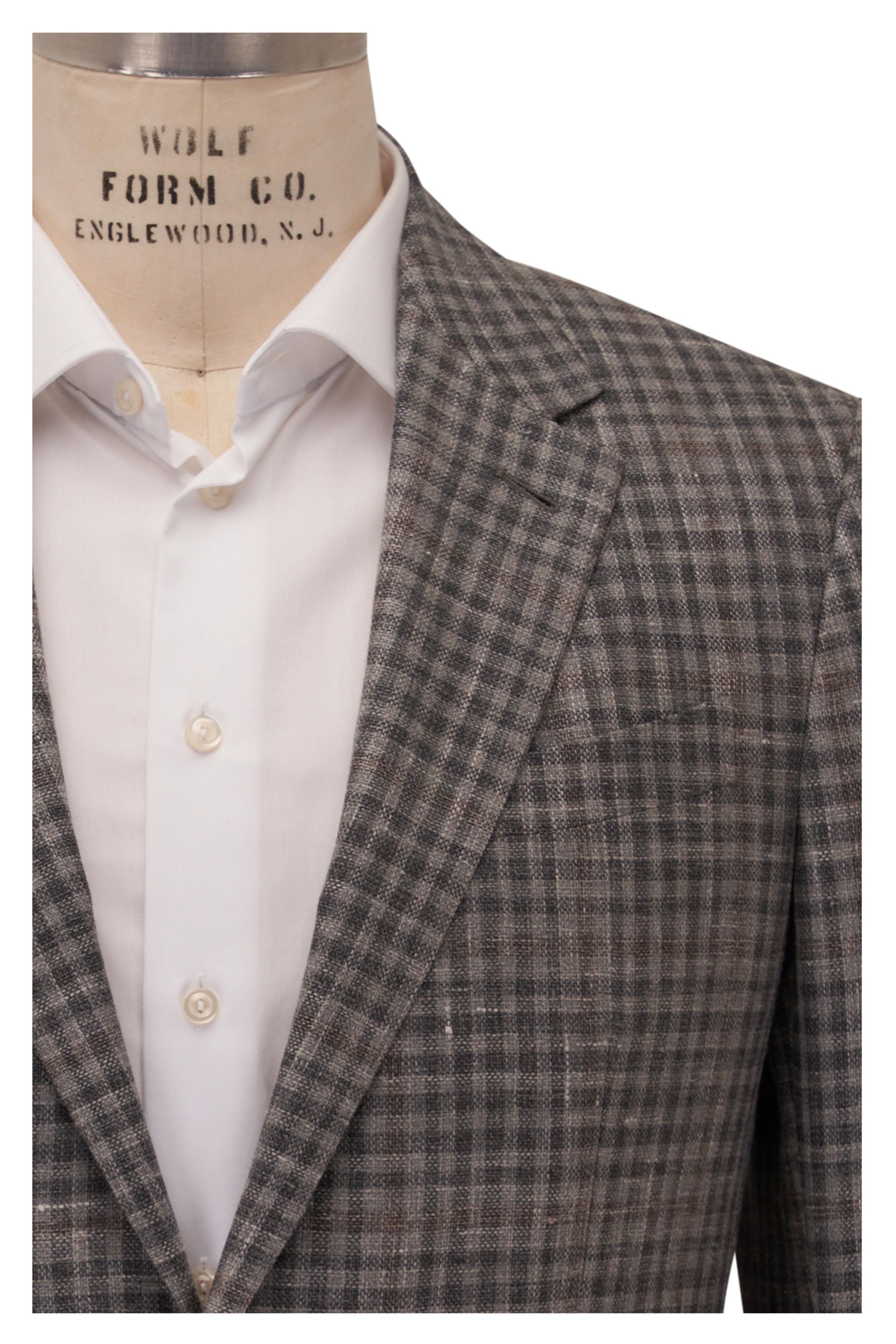 Z Zegna o1mtch0225 Check Sportcoat in Grey/Brown Size US M / EU 48-50 / 2 - 2 Thumbnail
