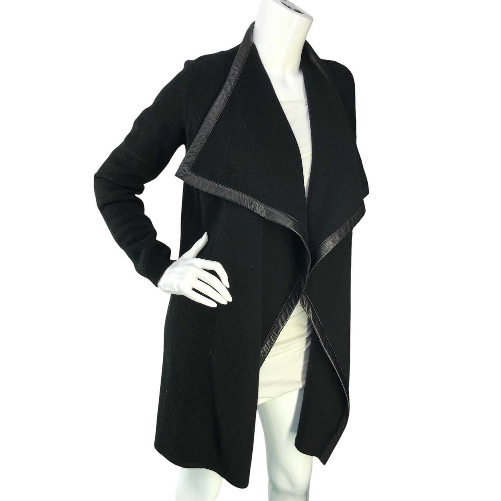 Ralph Lauren Black Label Ralph Lauren Size S Open Cardigan Cashmere Lamb Leather Trim Size S / US 4 / IT 40 - 10 Thumbnail