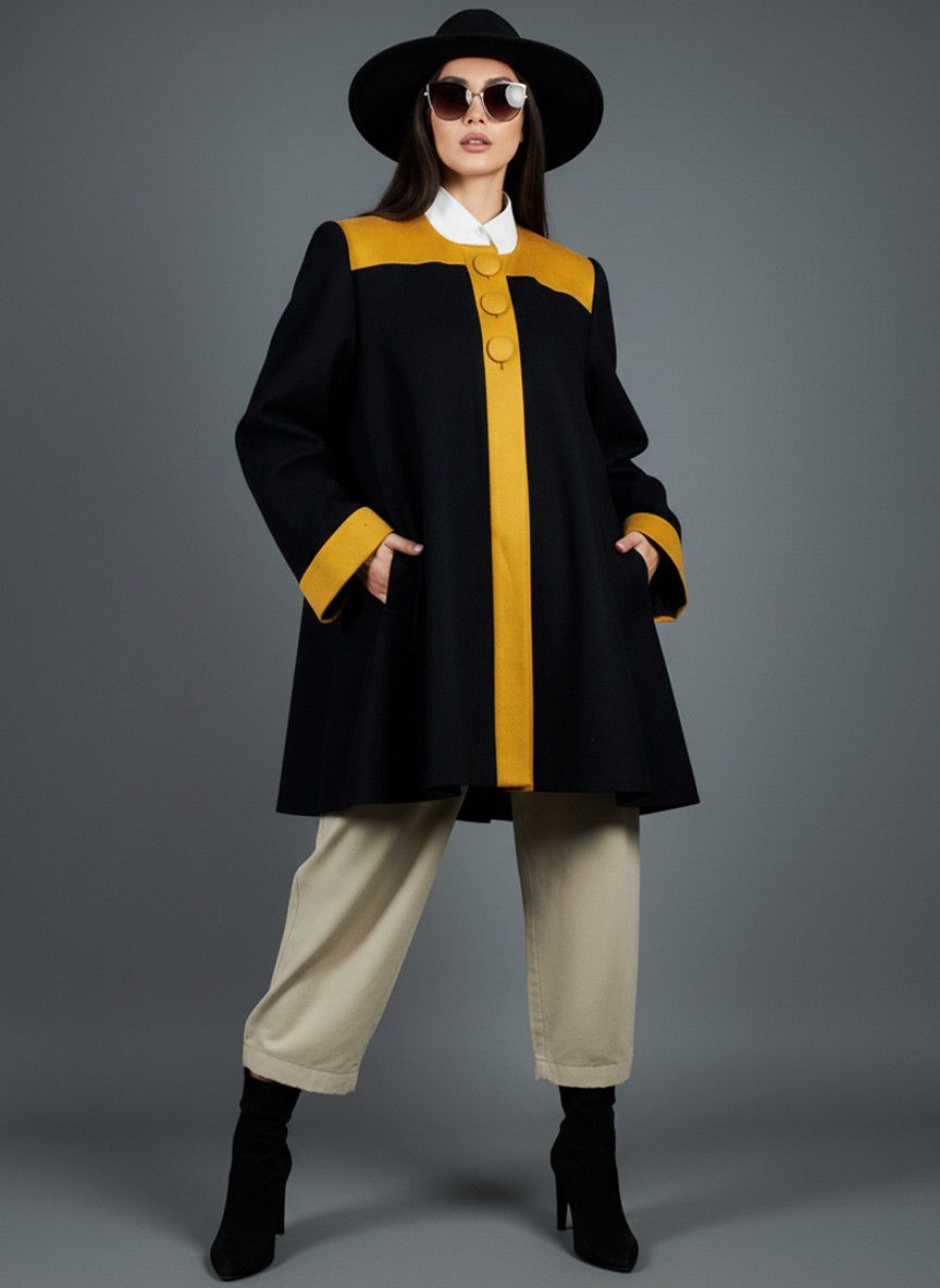 Vintage Vintage 90s black woolen coat Luba Paris Made in France Size M / US 6-8 / IT 42-44 - 2 Thumbnail