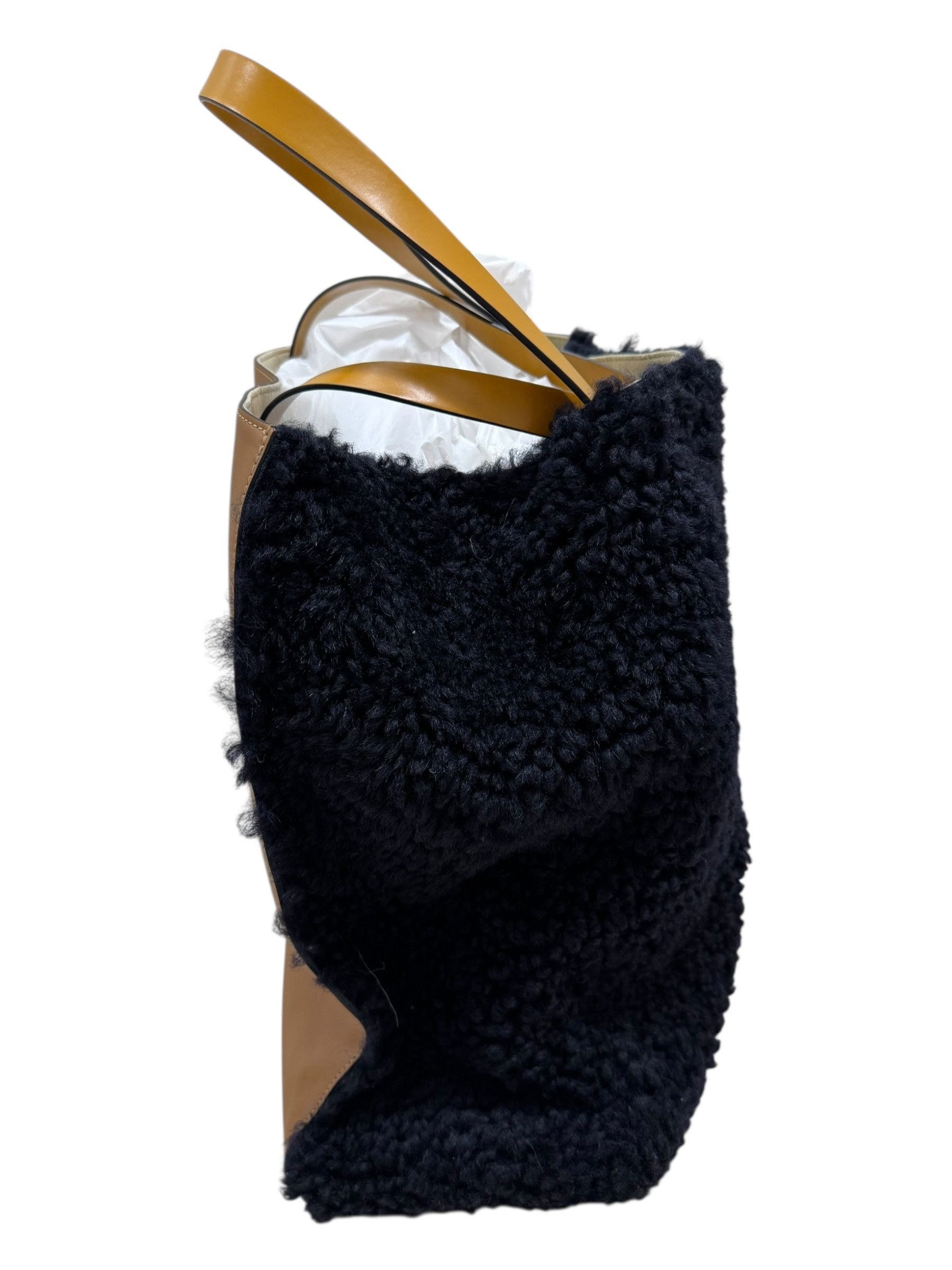 Marni Marni Brown Leather & Black Shearling Tote Bag Size ONE SIZE - 2 Thumbnail