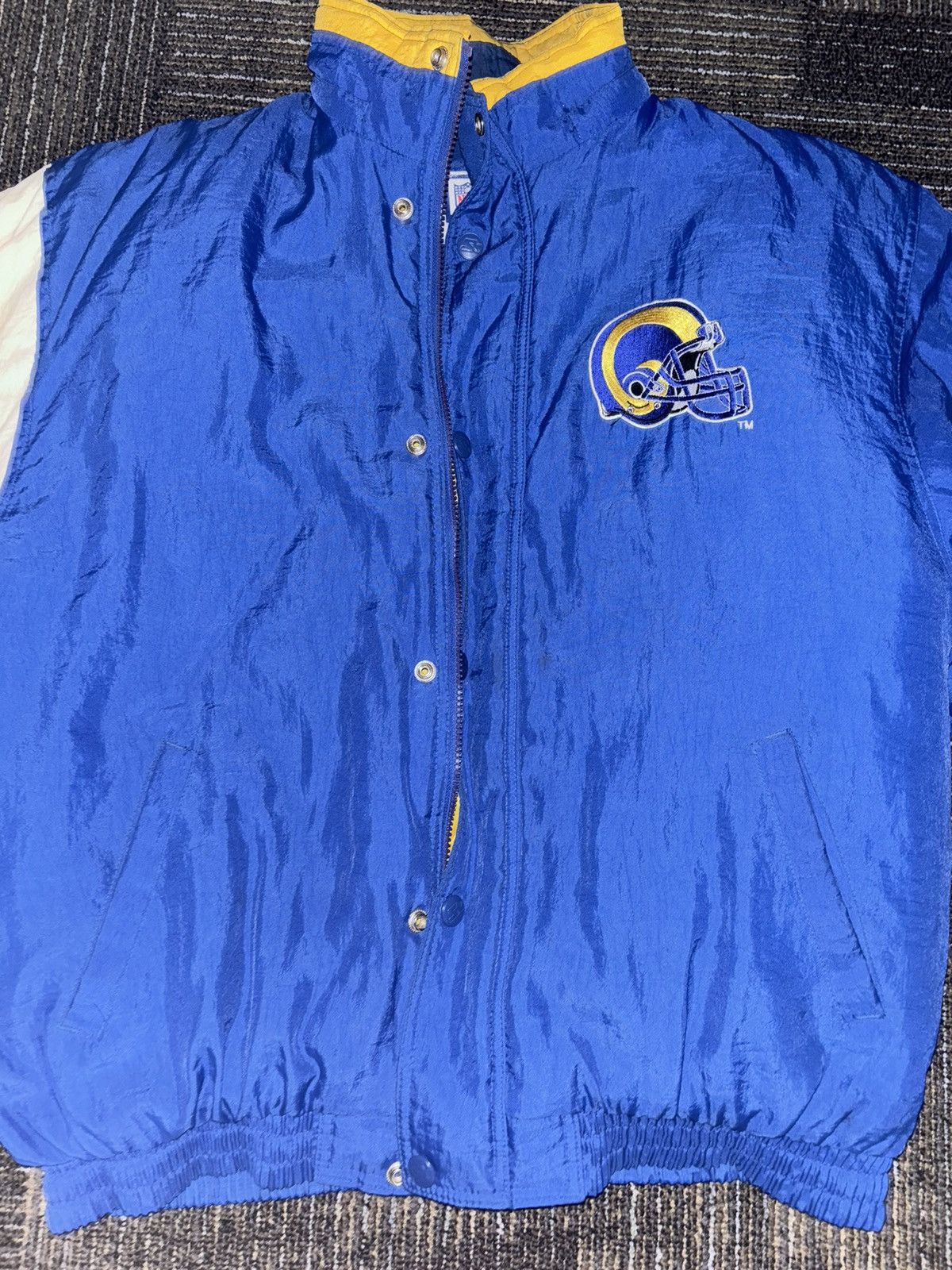 image of Nfl x Starter Vintage X Starter X St. Louis Rams Jacket in Blue, Men's (Size Large)