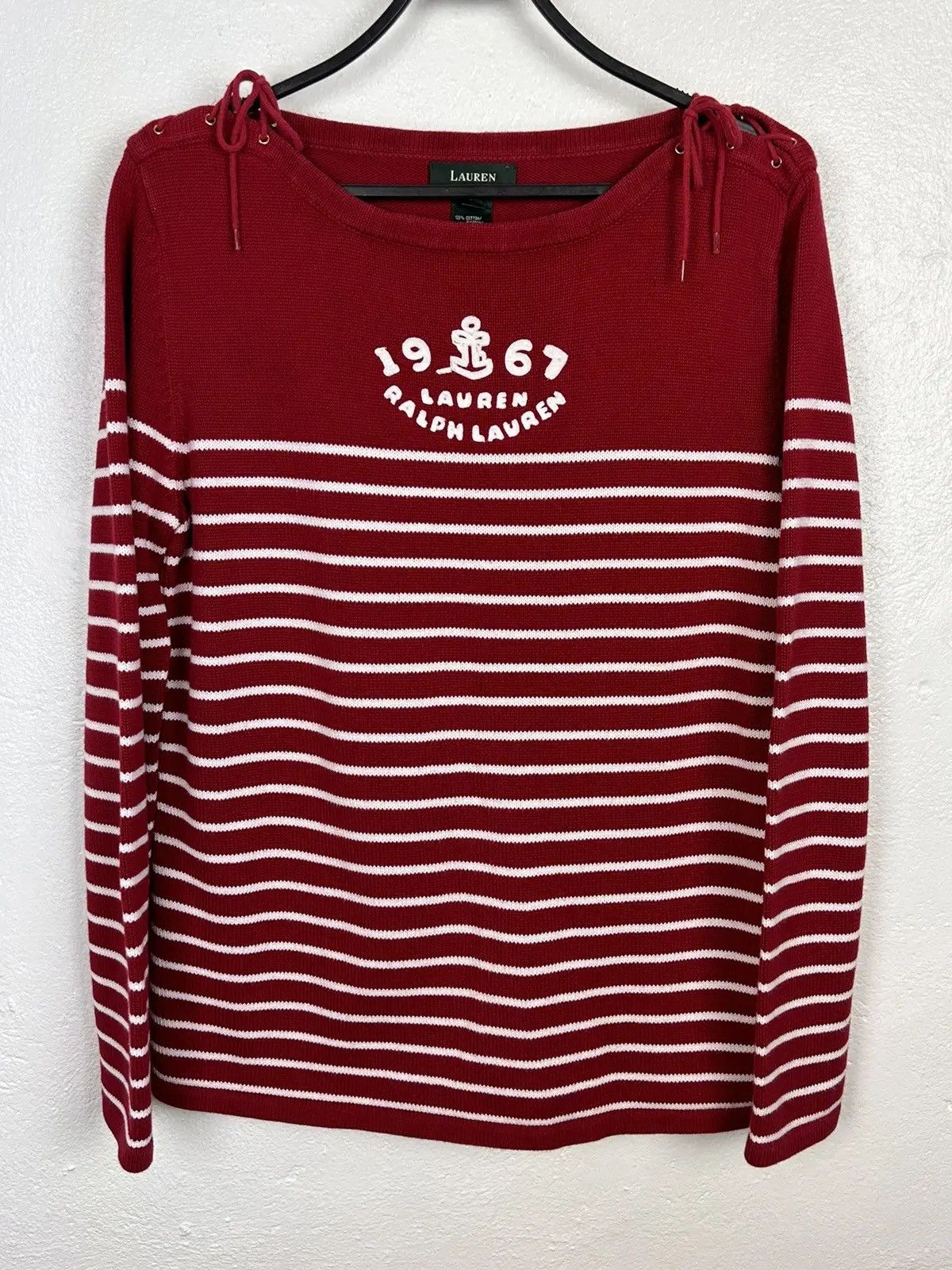 Lauren Ralph Lauren Vintage Lauren Ralph Lauren Marine Striped Sweater In Red Size M / US 6-8 / IT 42-44 - 1 Thumbnail