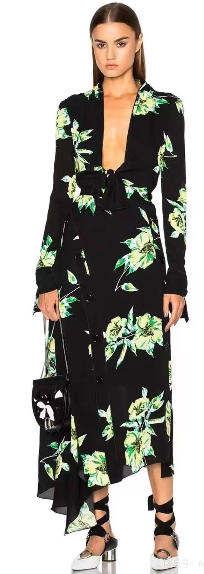 Proenza Schouler Proenza Schouler Black Floral Silk Dress Size 4 Size S / US 4 / IT 40 - 8 Thumbnail