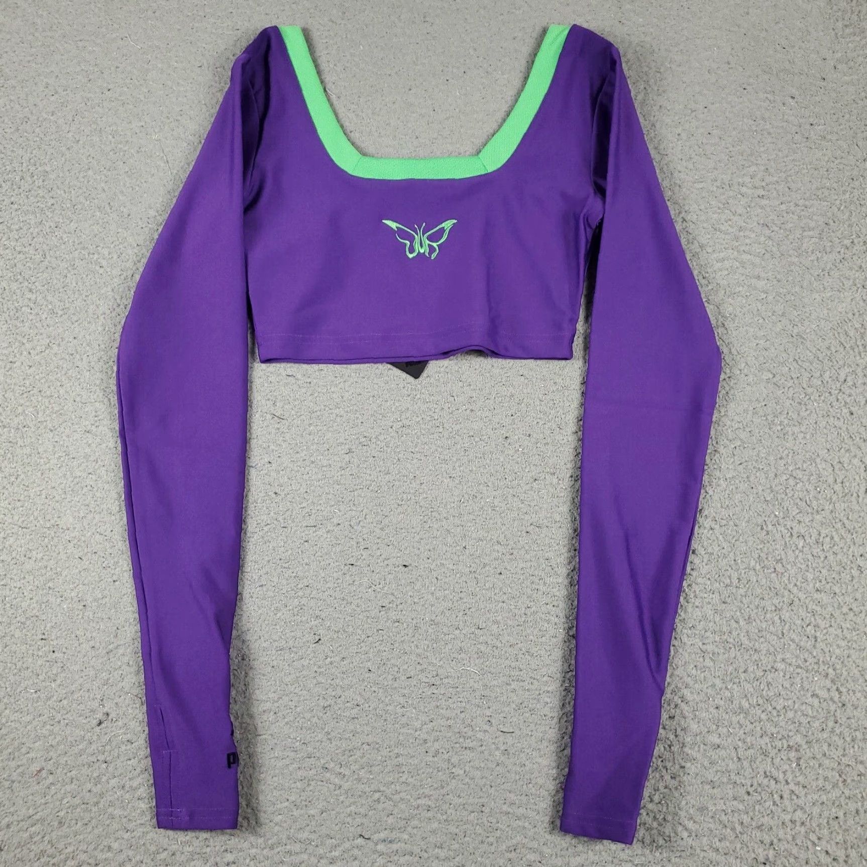 Puma Puma X Dua Lipa T Shirt XS Purple Crop Top Active Long Sleeve Womens Size XS / US 0-2 / IT 36-38 - 5 Thumbnail