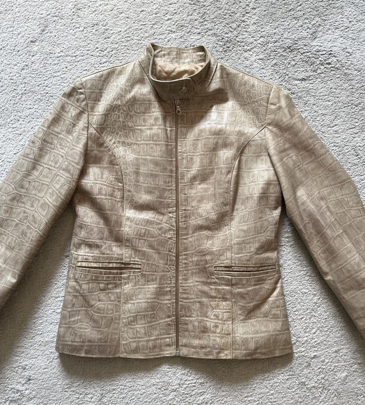 Vintage Vintage Gold Yellow Snake Print Basic Leather jacket 90a Y2K Size M / US 6-8 / IT 42-44 - 2 Thumbnail