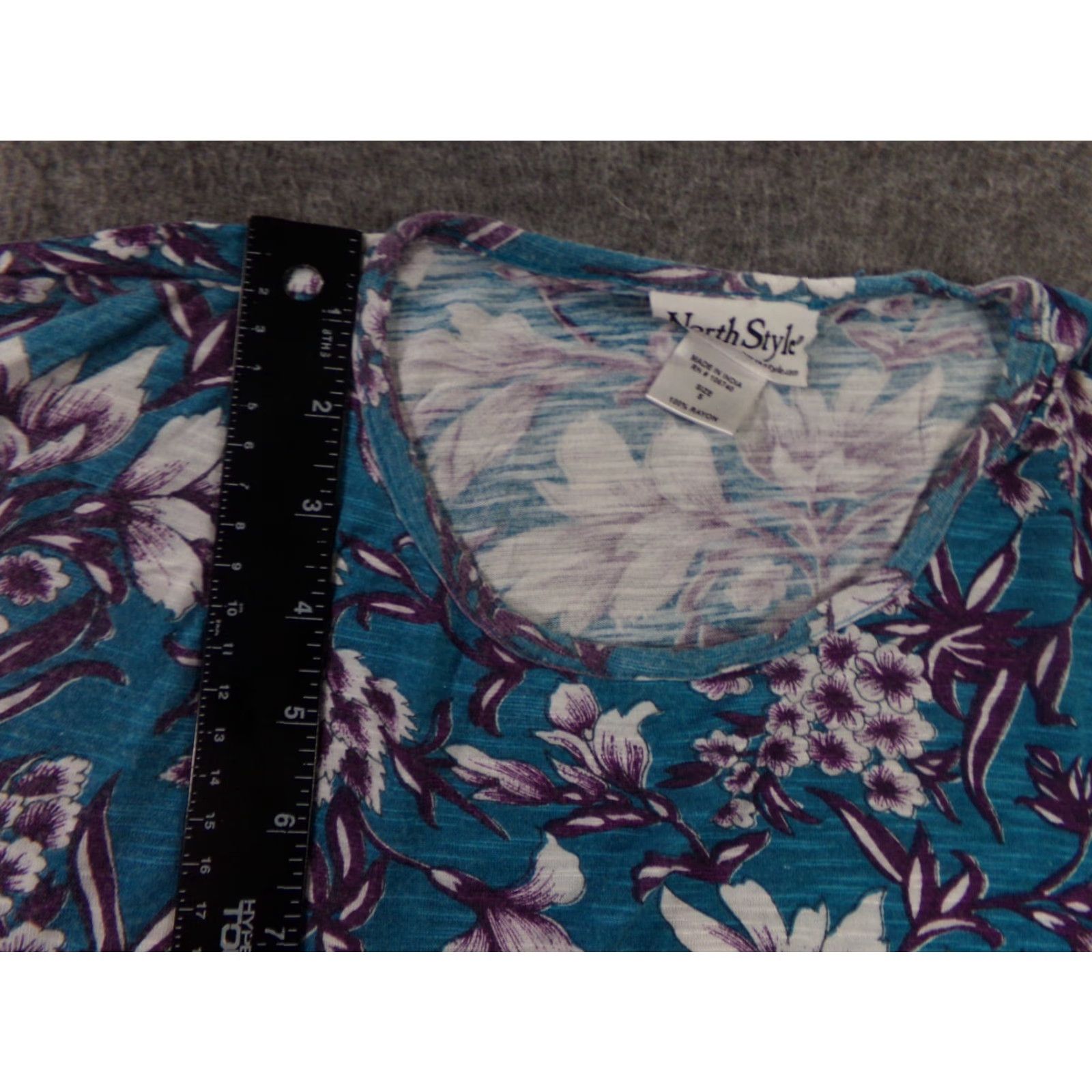 Vintage NorthStyle Floral T-Shirt Women Small Blue Casual Summer Pullover Size S / US 4 / IT 40 - 4 Thumbnail