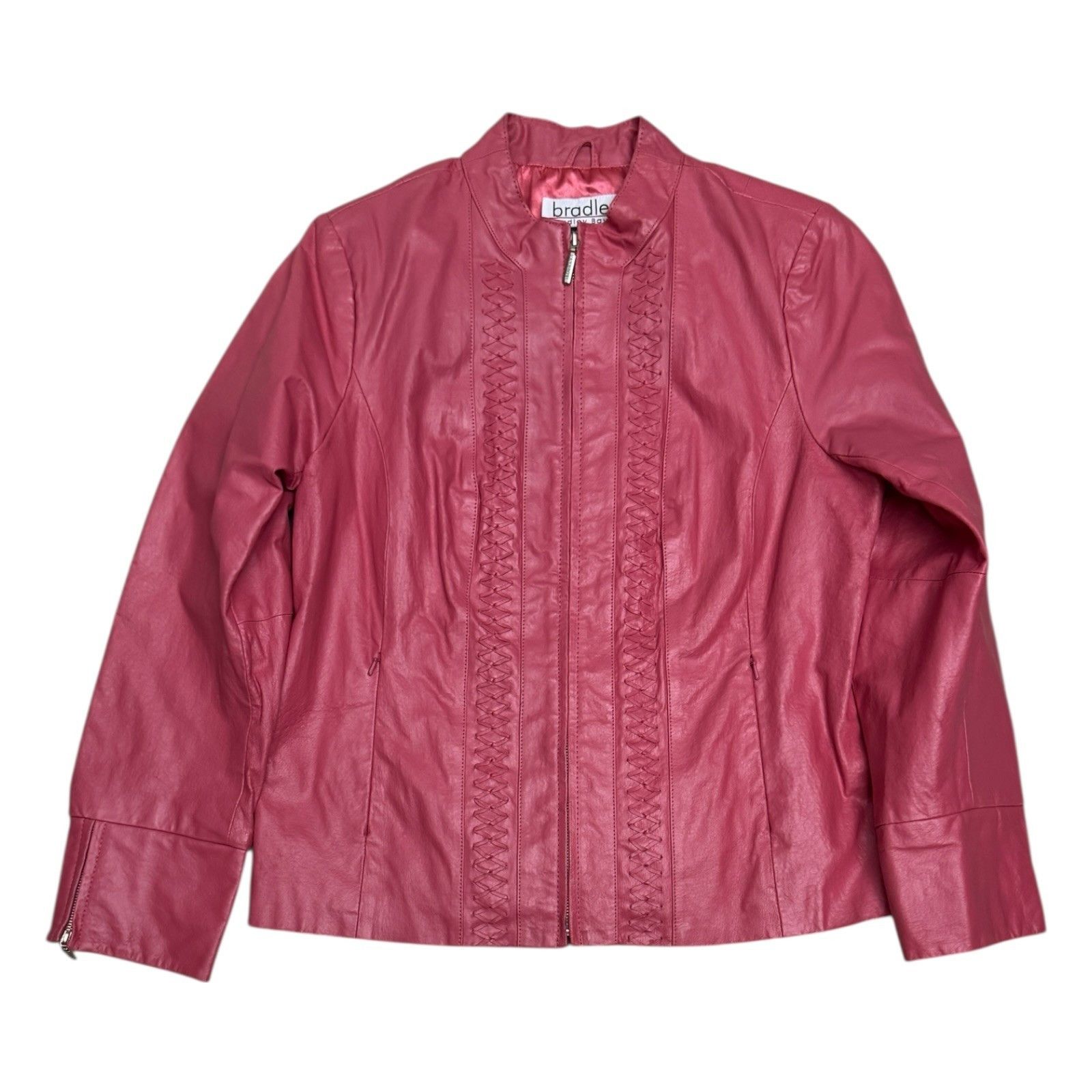 Other BRADLEY BAYOU Leather Pink Designer Vintage Jacket Medium Size M / US 6-8 / IT 42-44 - 3 Thumbnail