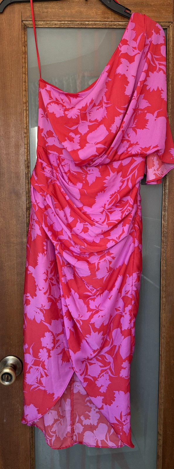 Other DO+BE One Shoulder Floral Ruched Midi Ruffled Sleeve Dress Size S / US 4 / IT 40 - 2 Thumbnail