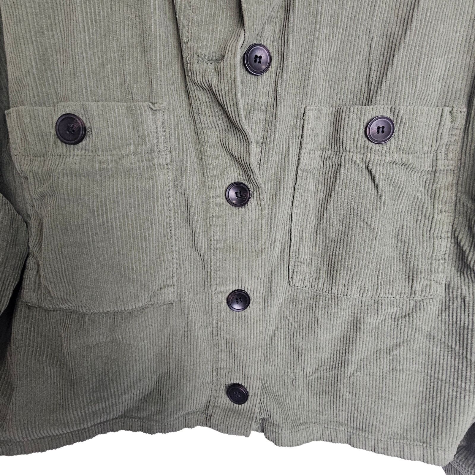 Zara Zara Jacket Green Corderoy Button Front Crop Shirt Shacket L Size L / US 10 / IT 46 - 3 Thumbnail