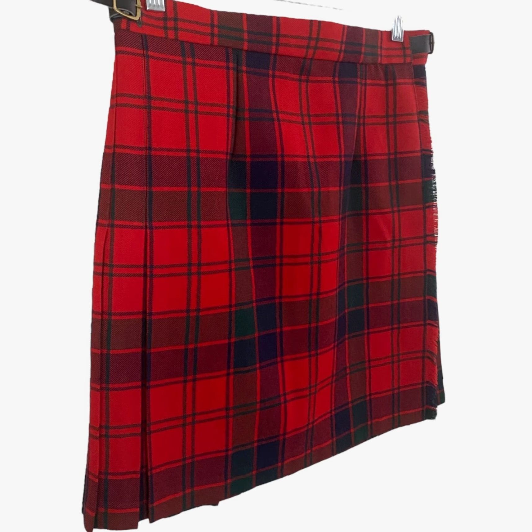 Vintage VINTAGE James Pringle Weavers Skirt Red Wool Pleated Plaid Mini Womens 12 City Preppy Retro Buckle Closure Size 34" / US 12 / IT 48 - 3 Thumbnail