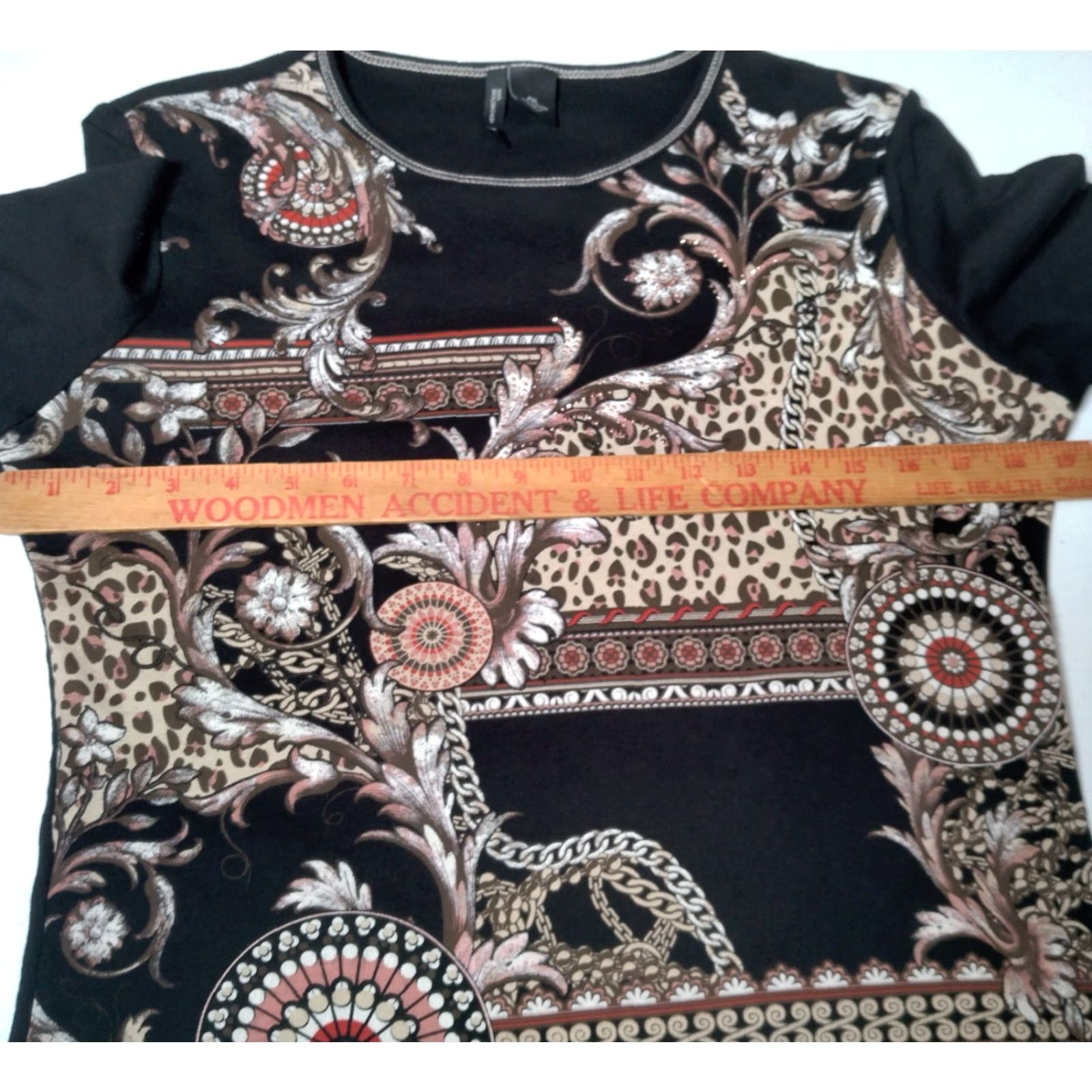 Vintage VINTAGE New Directions Petite Shirt Knit Top Black Cat Mandala Bling Y2K 2000s Knit Cotton PXL Womens Size XL / US 12-14 / IT 48-50 - 7 Thumbnail