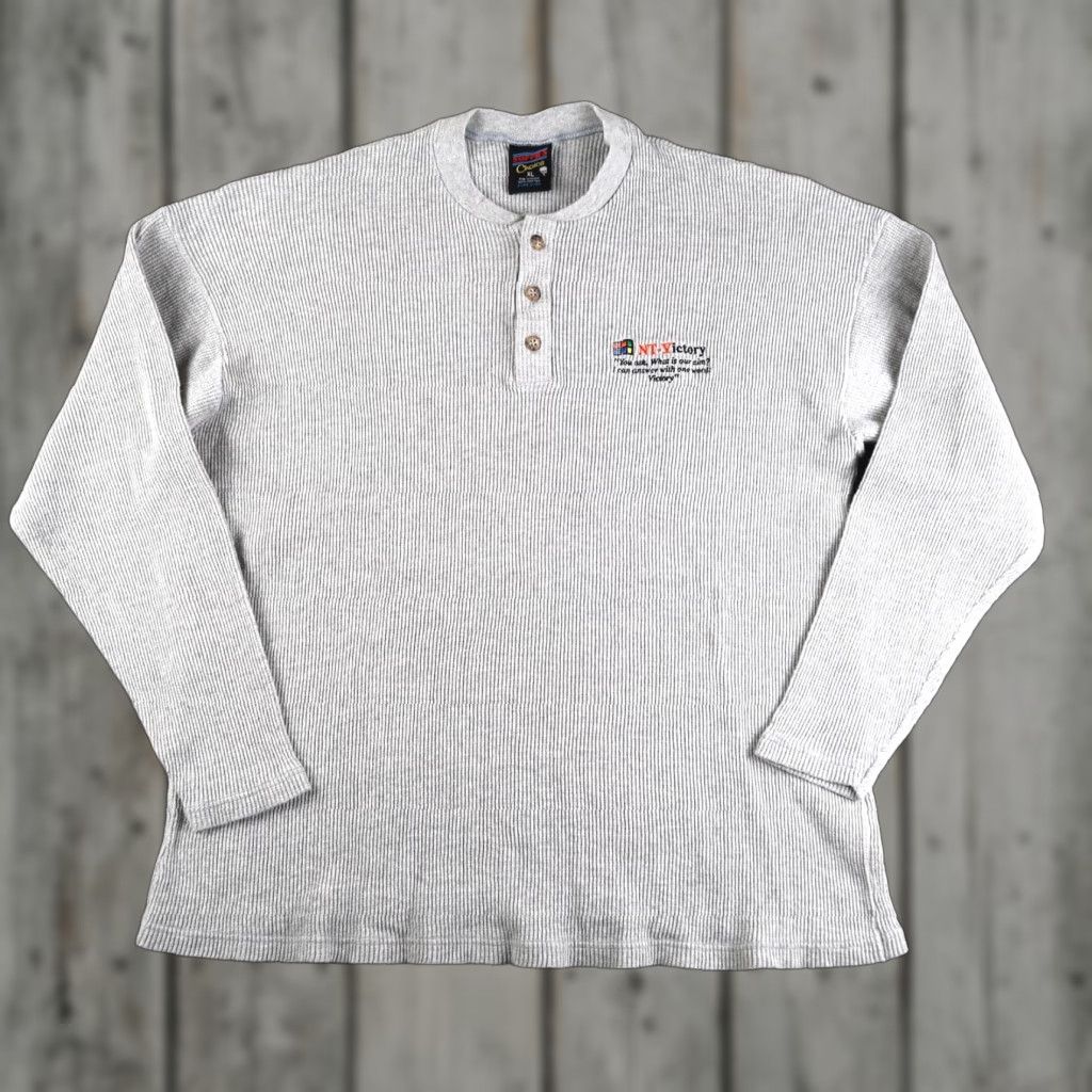 VINTAGE Microsoft Windows Victory Gray Thermal Shirt Mens XL Computer