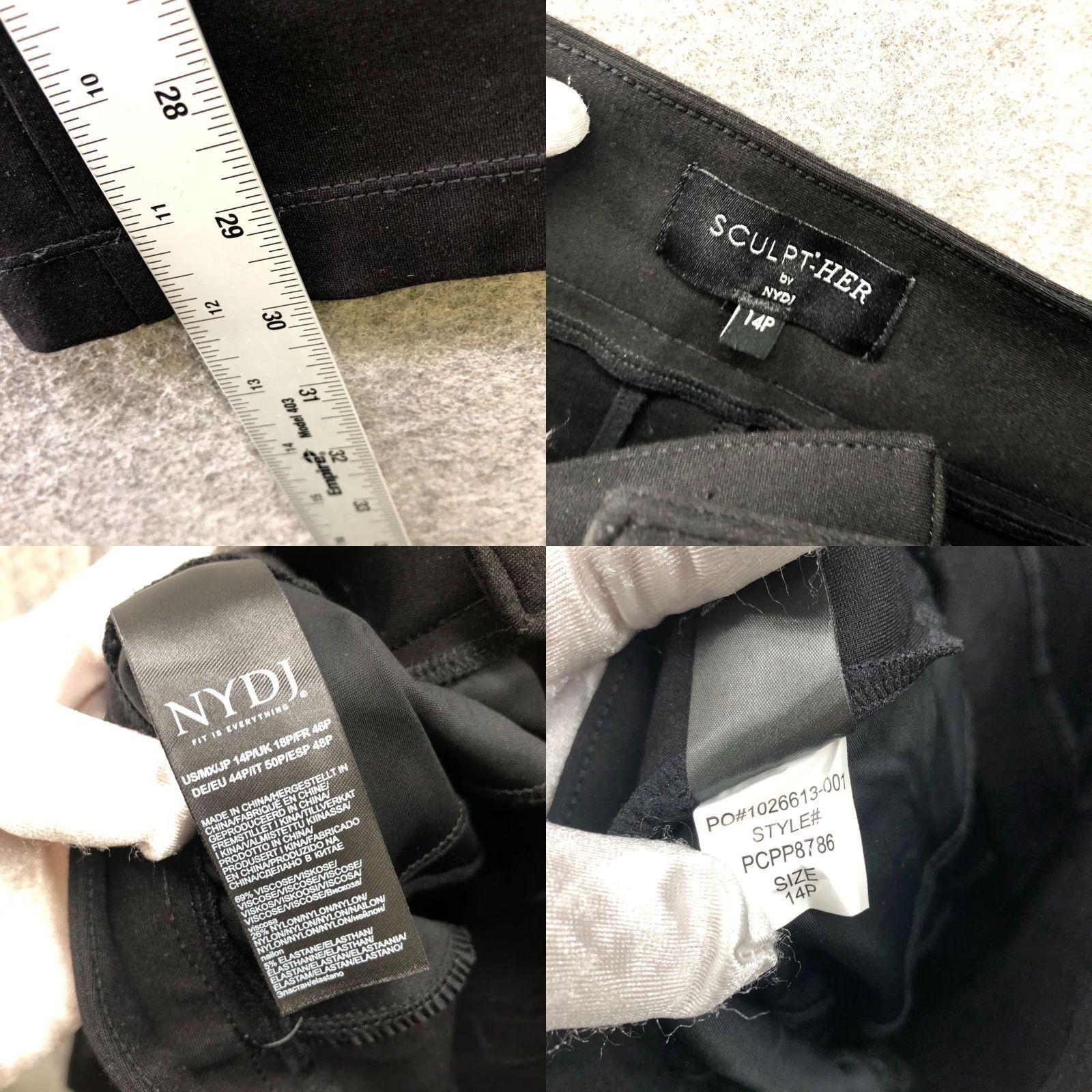 NYDJ NYDJ Sculp Her Marilyn Straight Pants Womens 14P Black Ponte Knit Trouser Size 36" / US 14 / IT 50 - 8 Thumbnail