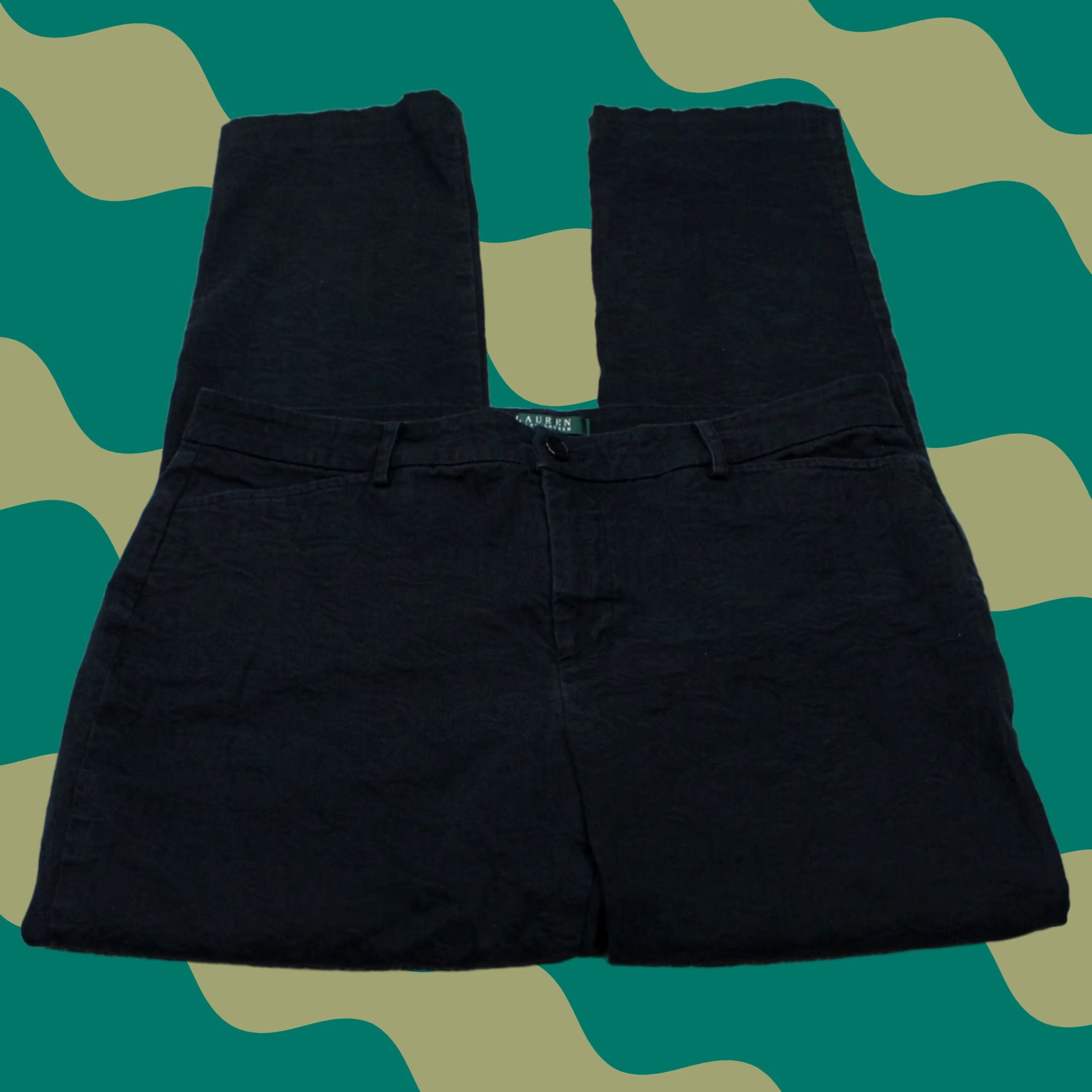 Ralph Lauren LAUREN Ralph Lauren Chino Pants Womens 14 Black Textured Stretch Inseam 30" Size 36" / US 14 / IT 50 - 1 Thumbnail