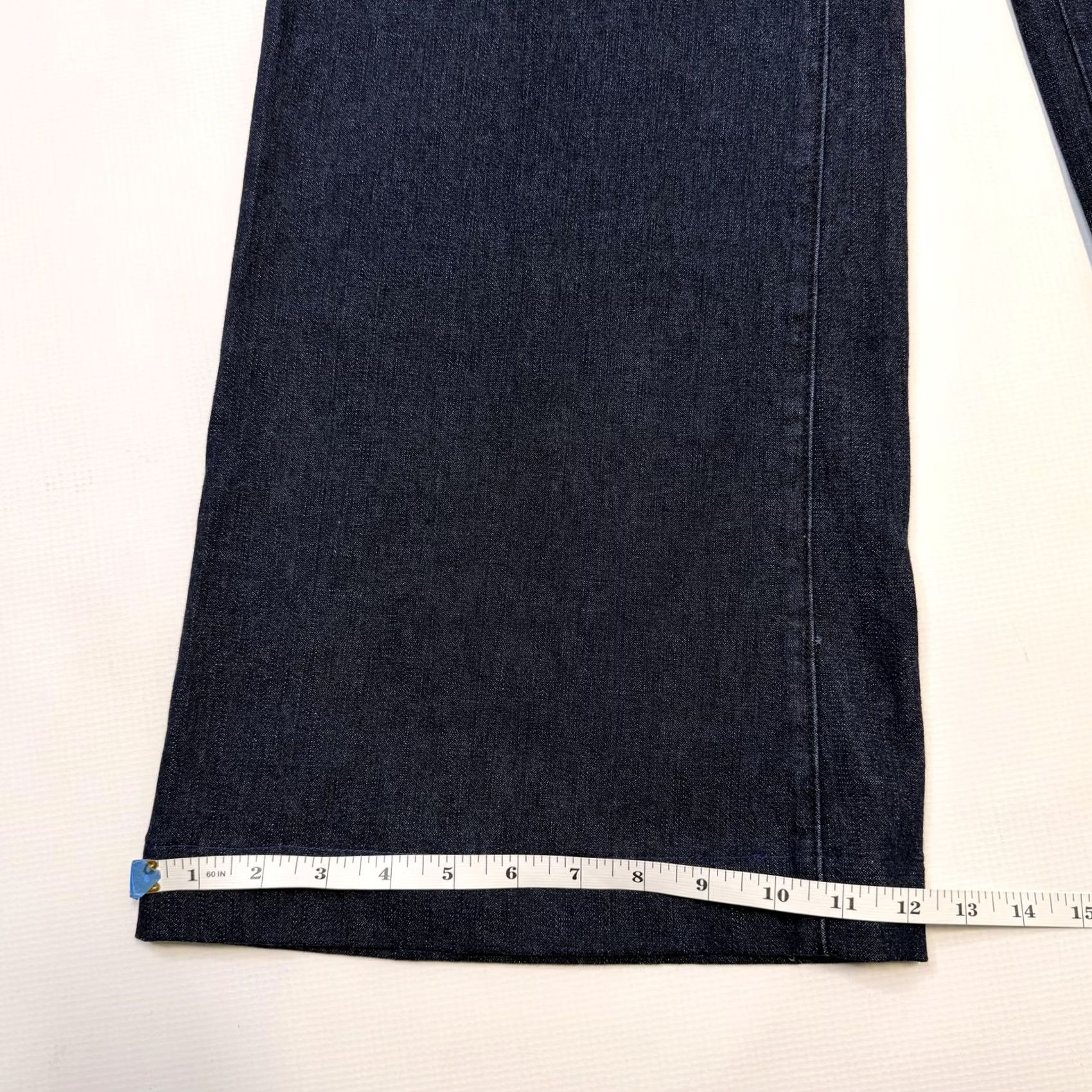 Vintage EDGE by Jen Rade Jeans Womens 10 Blue Wide-Leg High Rise Stretch Denim Dark Wash (High-Rise) Womens Jeans 5-Pocket Design, Zip Closure, 29in Inseam Size 32" / US 10 / IT 46 - 6 Thumbnail