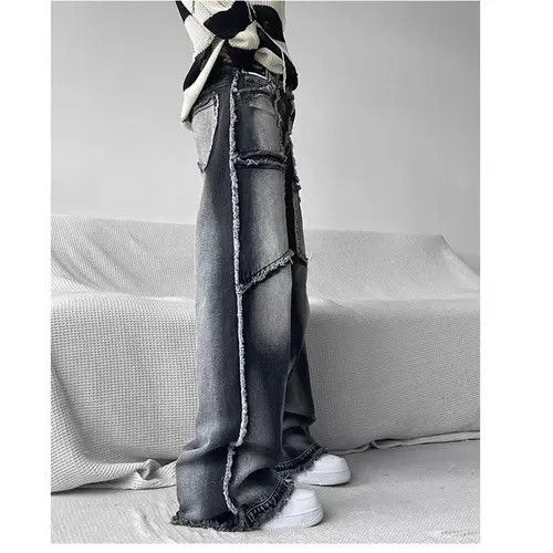 Jean Black Grey Gothic Baggy Jeans Men Women Size US 32 / EU 48 - 4 Thumbnail
