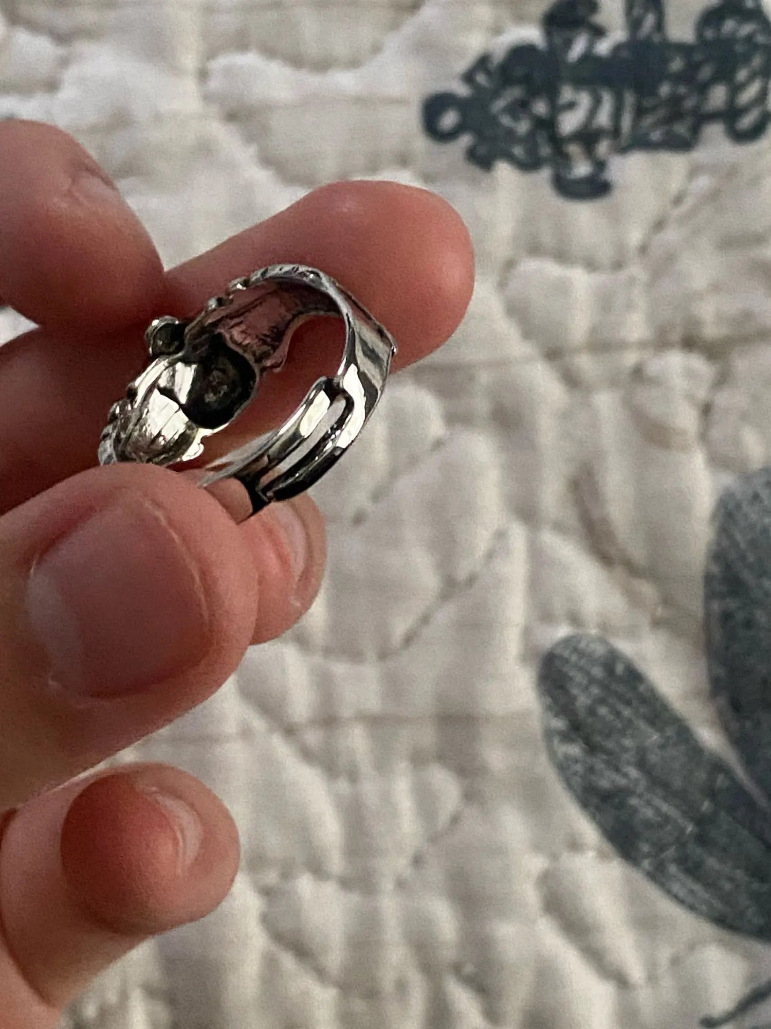 Vintage Resizable Retro Wings Skull Head Ring Size ONE SIZE - 3 Thumbnail