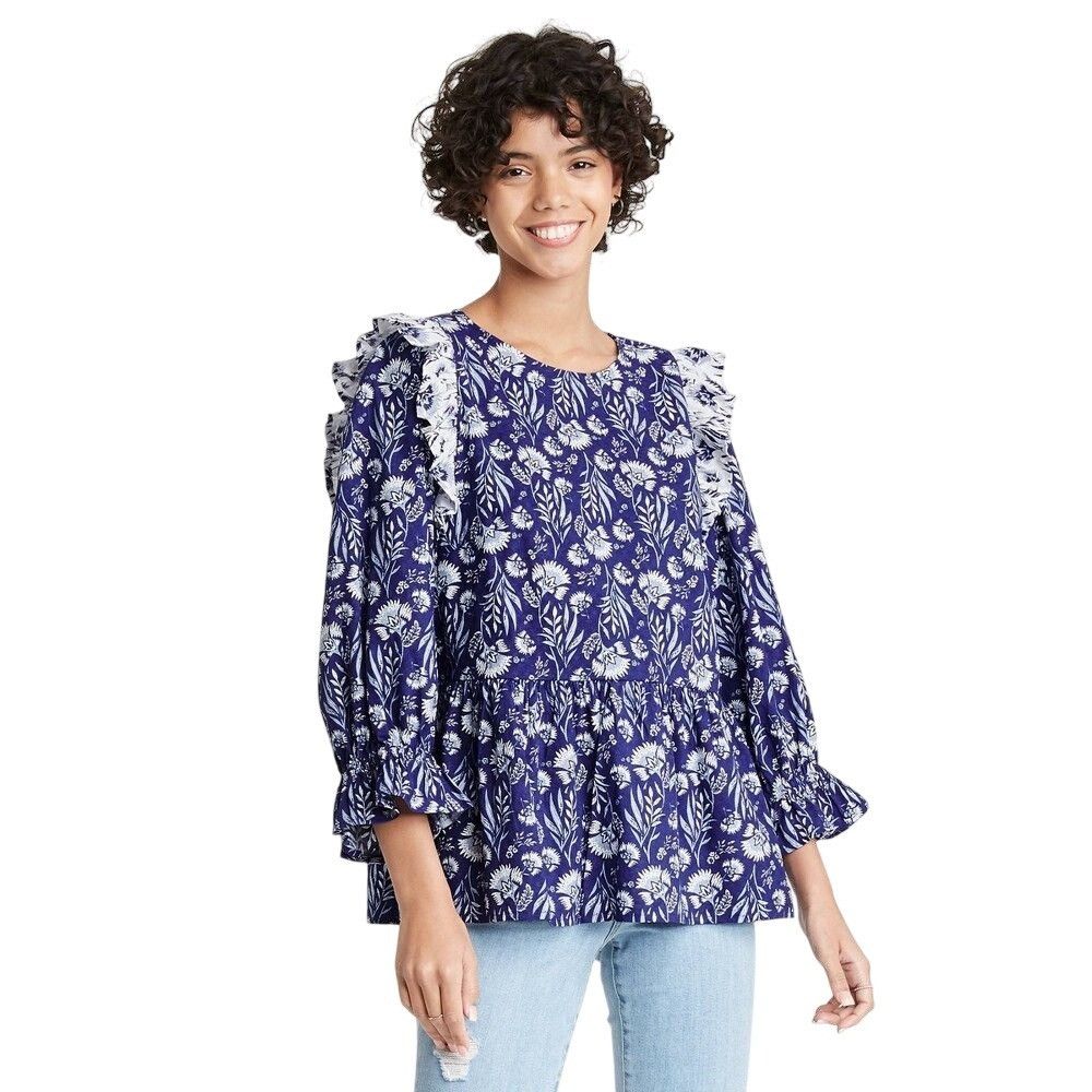 Other Universal Thread Womens Floral Print Puff 3/4 Ruffle Top XL Size XL / US 12-14 / IT 48-50 - 1 Thumbnail