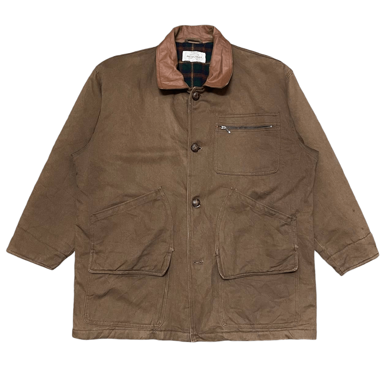 Hunter Vintage Artisanat Chore Hunting Jacket Leather Collar Size US L / EU 52-54 / 3 - 2 Thumbnail