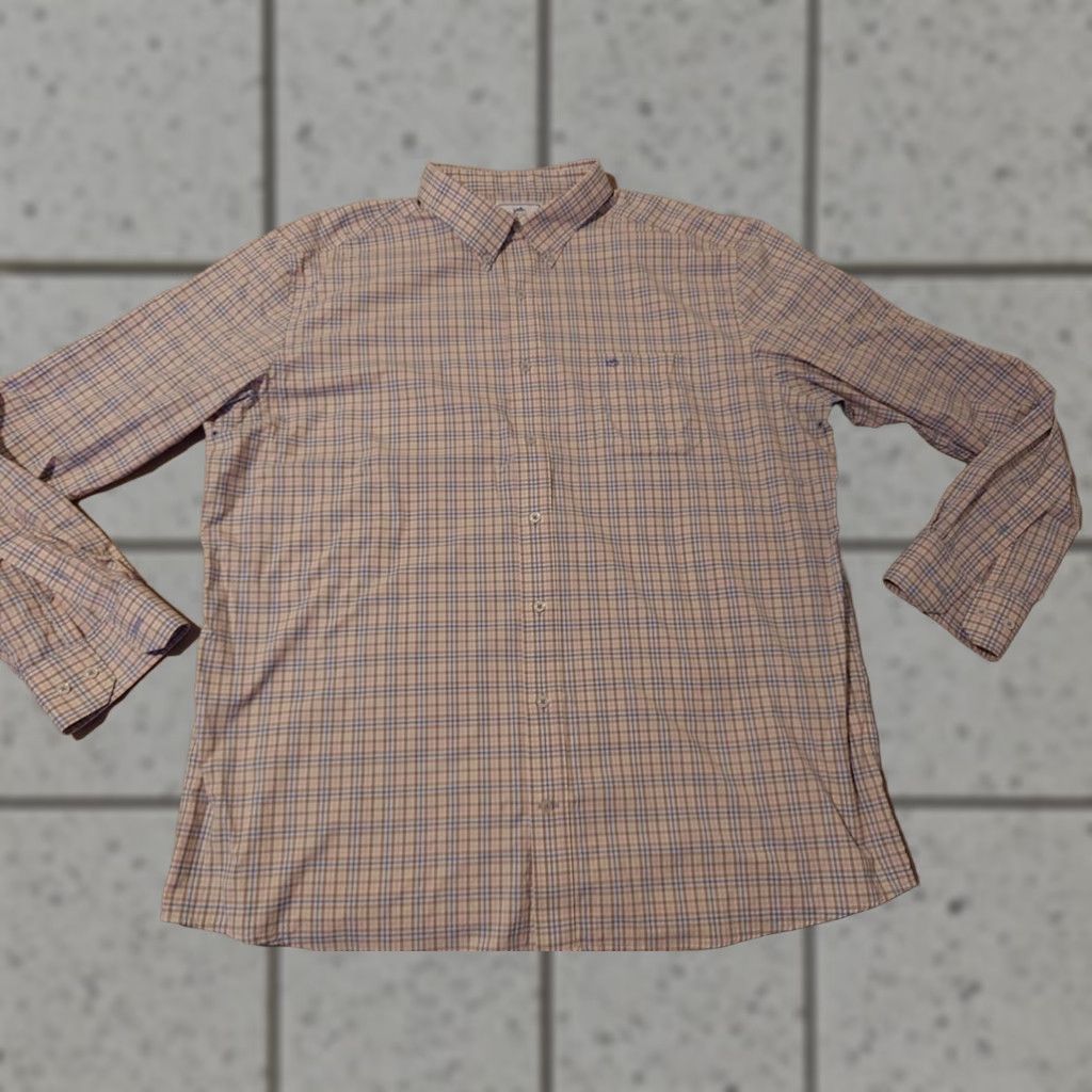 Southern Tide Mens Southern Tide Dress Shirt Button-Up 2XL Khaki Beige Plaid Long Sleeve Casual Mens Shirt Size 48R - 1 Thumbnail