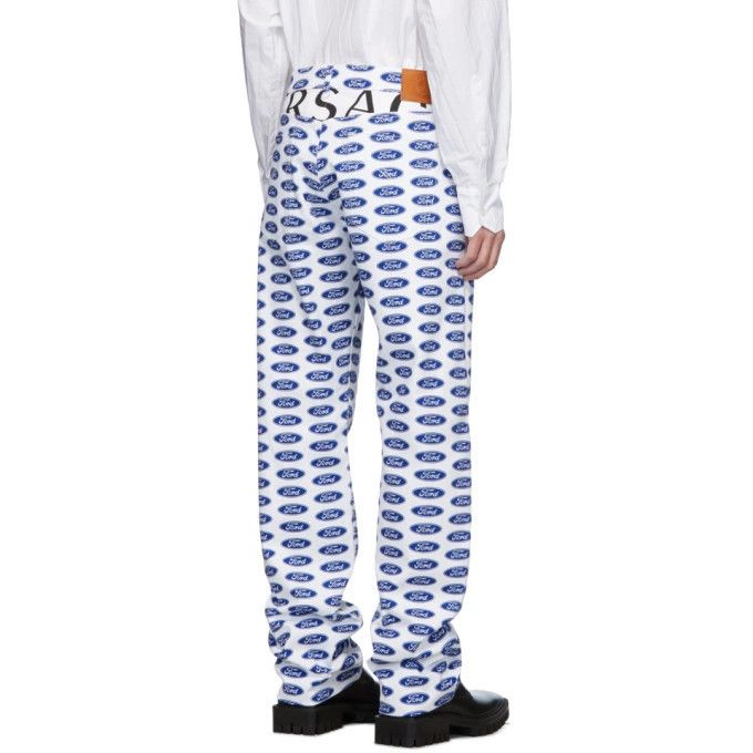 Versace o1y0525 Logo Casual Pant in White/Blue Size US 30 / EU 46 - 4 Thumbnail