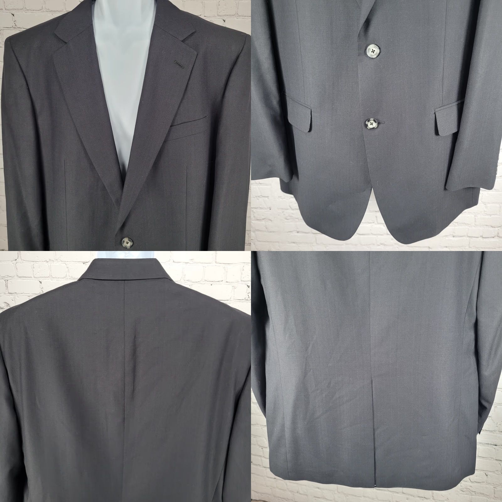 Stafford Stafford Essentials Blazer 42L Black 2 Button Single Vented Notch Sport Coat Size 42R - 8 Thumbnail
