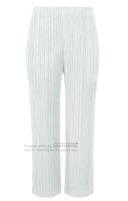 Issey Miyake Issey Miyake size:3 Ice White Pleated Straight-leg Pants Size 31" - 1 Thumbnail