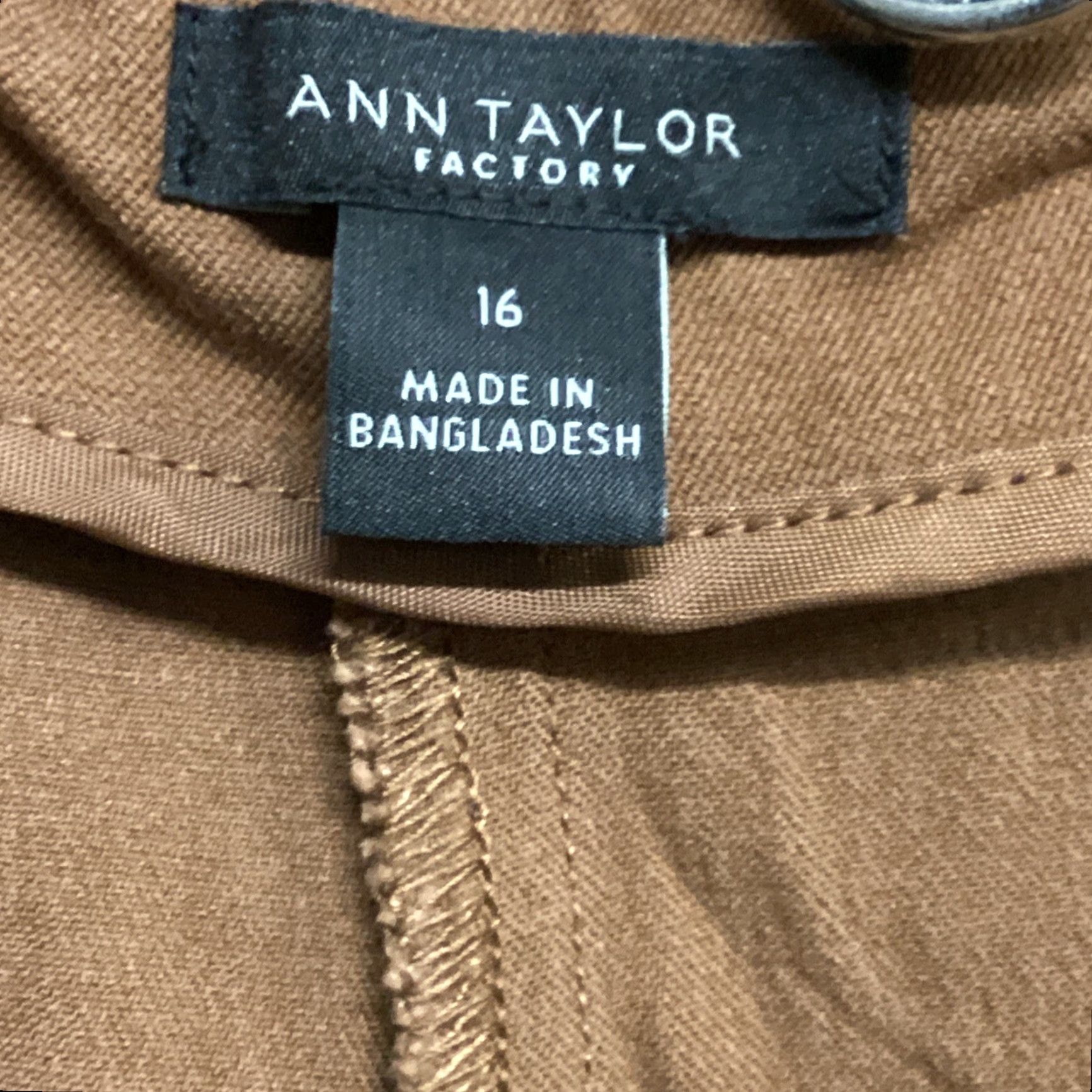 Ann Taylor Ann Taylor Women's Pants Brown Button Wide Leg Cotton Rayon Blend Size 38" / US 16 / IT 52 - 3 Thumbnail