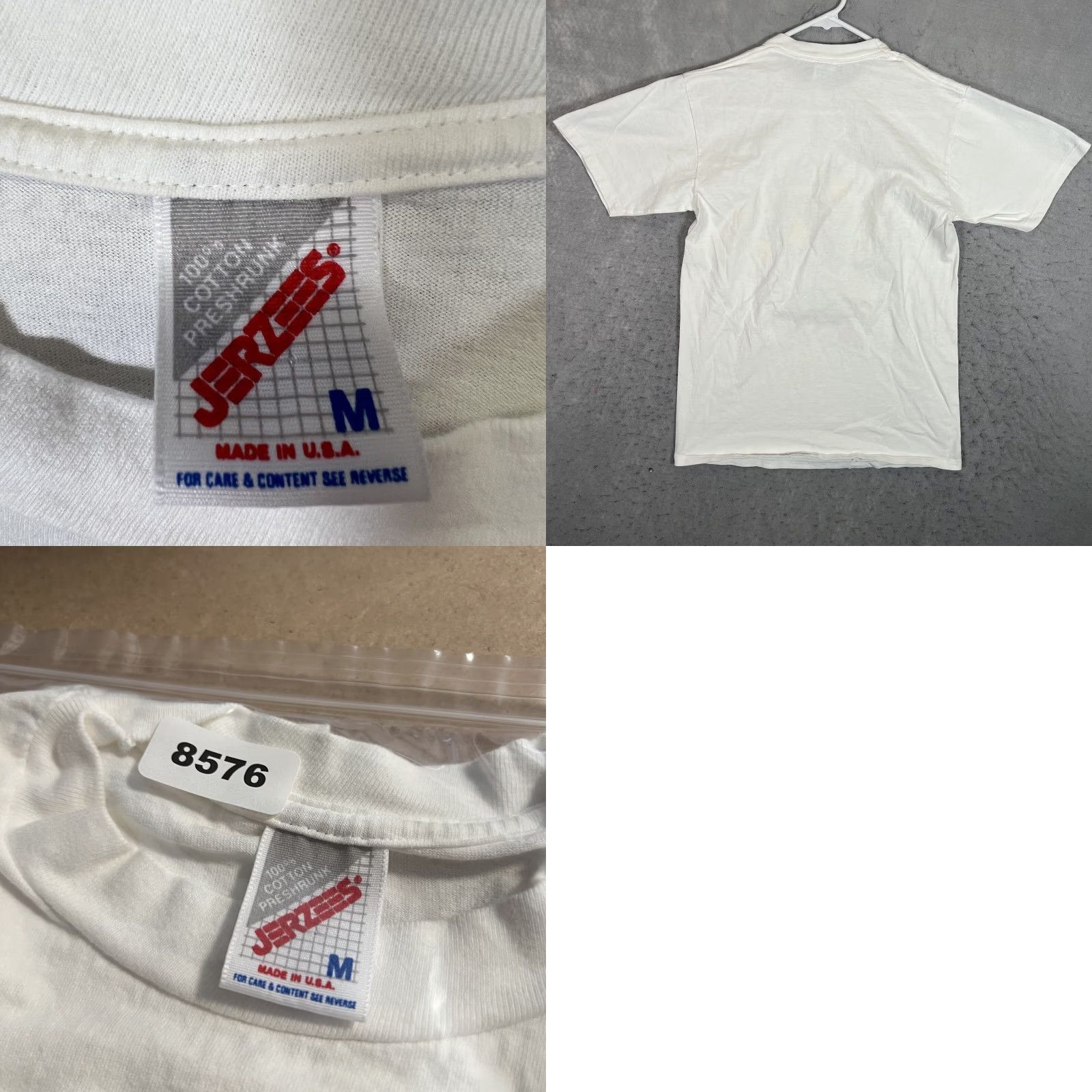 Jerzees VINTAGE JERZEES Jaws T Shirt - Adult Mens Medium White Cotton Crew Neck Short Sleeve USA Made Graphic 1993 Merch Mens Size US M / EU 48-50 / 2 - 8 Thumbnail