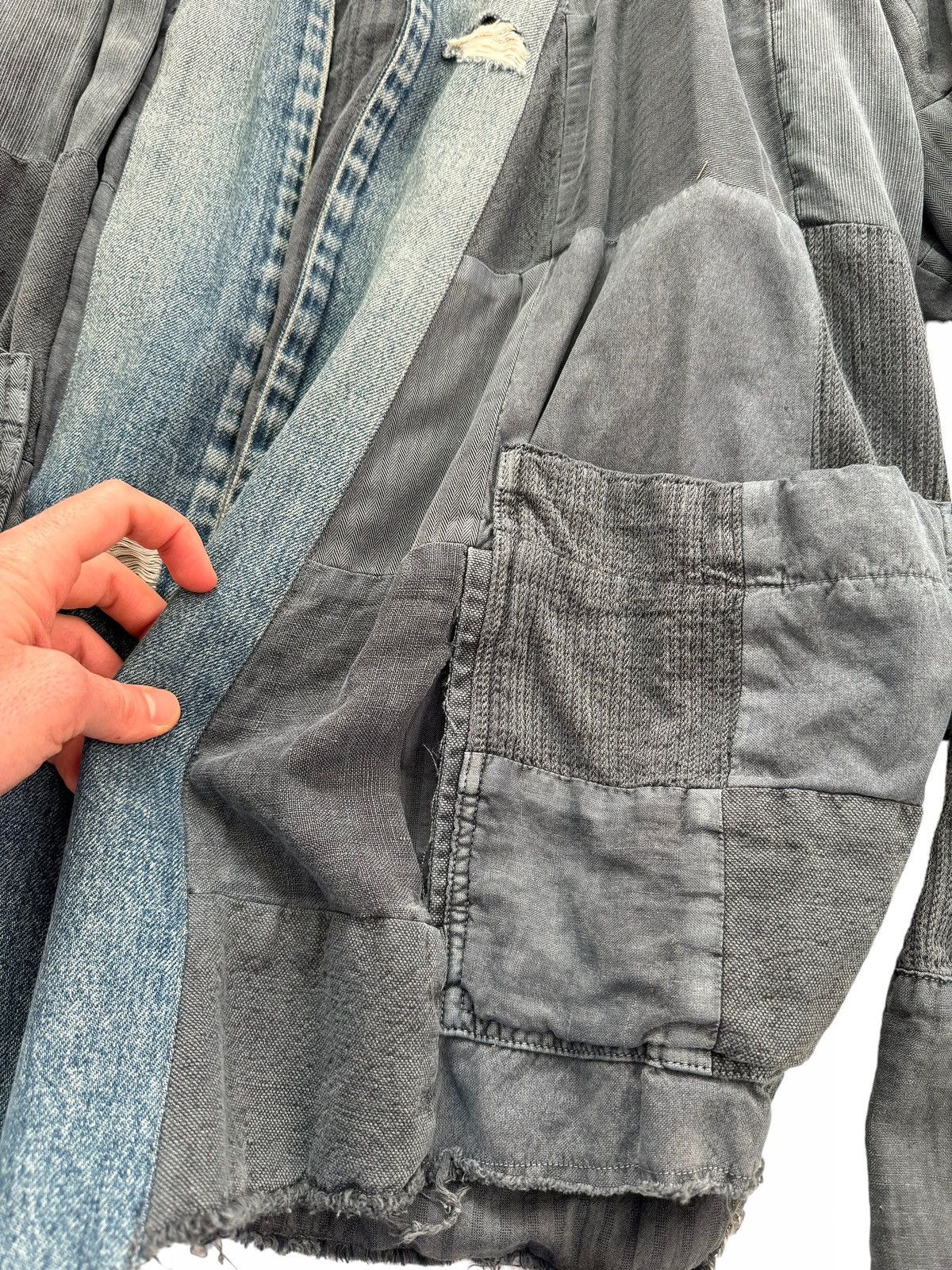 Greg Lauren Sz3 Sample Grey Washed Vintage Fabric GL1 Patchwork Kimono Size US L / EU 52-54 / 3 - 4 Thumbnail
