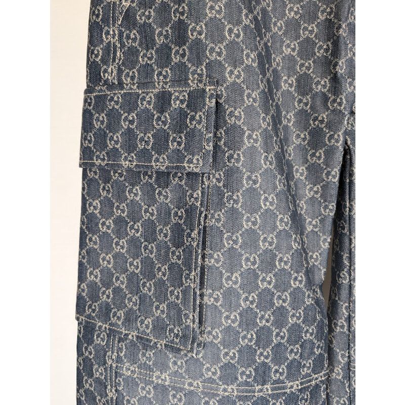 Gucci o1rshd1 Coated GG Denim Cargo Pant in Blue Size US 34 / EU 50 - 7 Thumbnail
