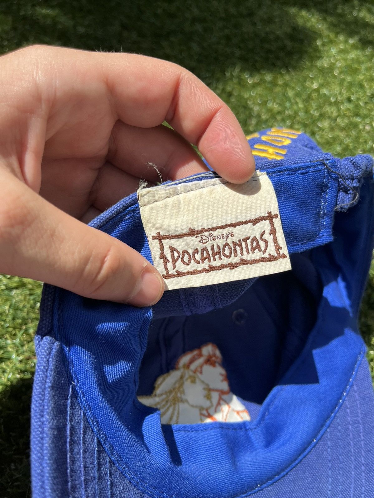 Vintage VTG RARE 90’s Disney’s Pocahontus Blue Cap Size ONE SIZE - 5 Thumbnail