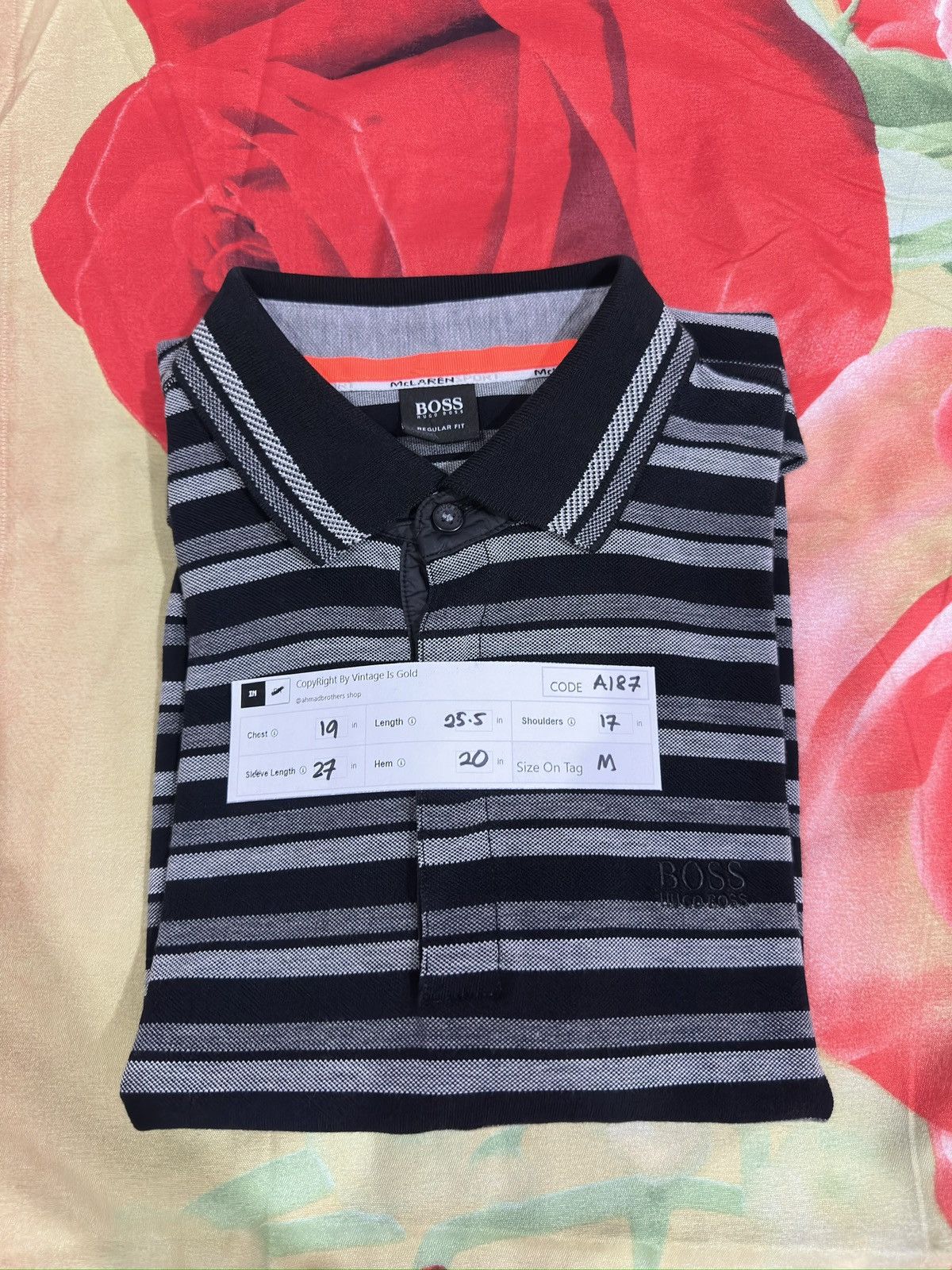 Hugo Boss × Malcolm McLaren Hugo Boss X Mc Laren Sport Stripe Polo Shirt A187 Size US M / EU 48-50 / 2 - 14 Thumbnail