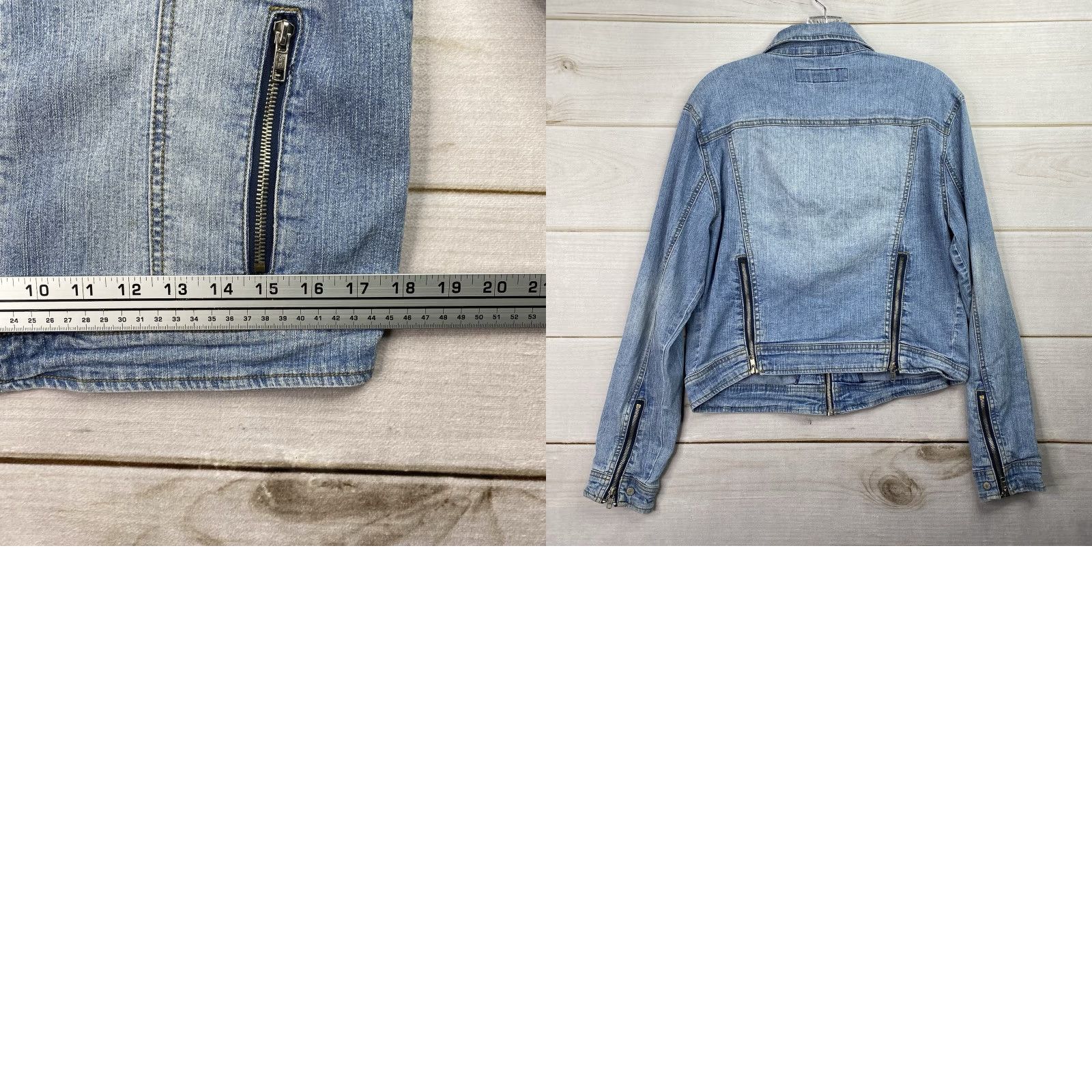 Vintage VINTAGE Nike? LAZER JEANS Jacket Womens L Blue Denim Moto Zippers Crop 90s Y2K Size 32" / US 10 / IT 46 - 8 Thumbnail