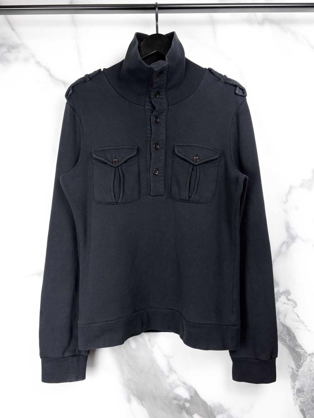 Raf Simons AW05 Raf Simons Military Epaulette Buttoned Neck Sweatshirt Size US L / EU 52-54 / 3 - 1 Thumbnail