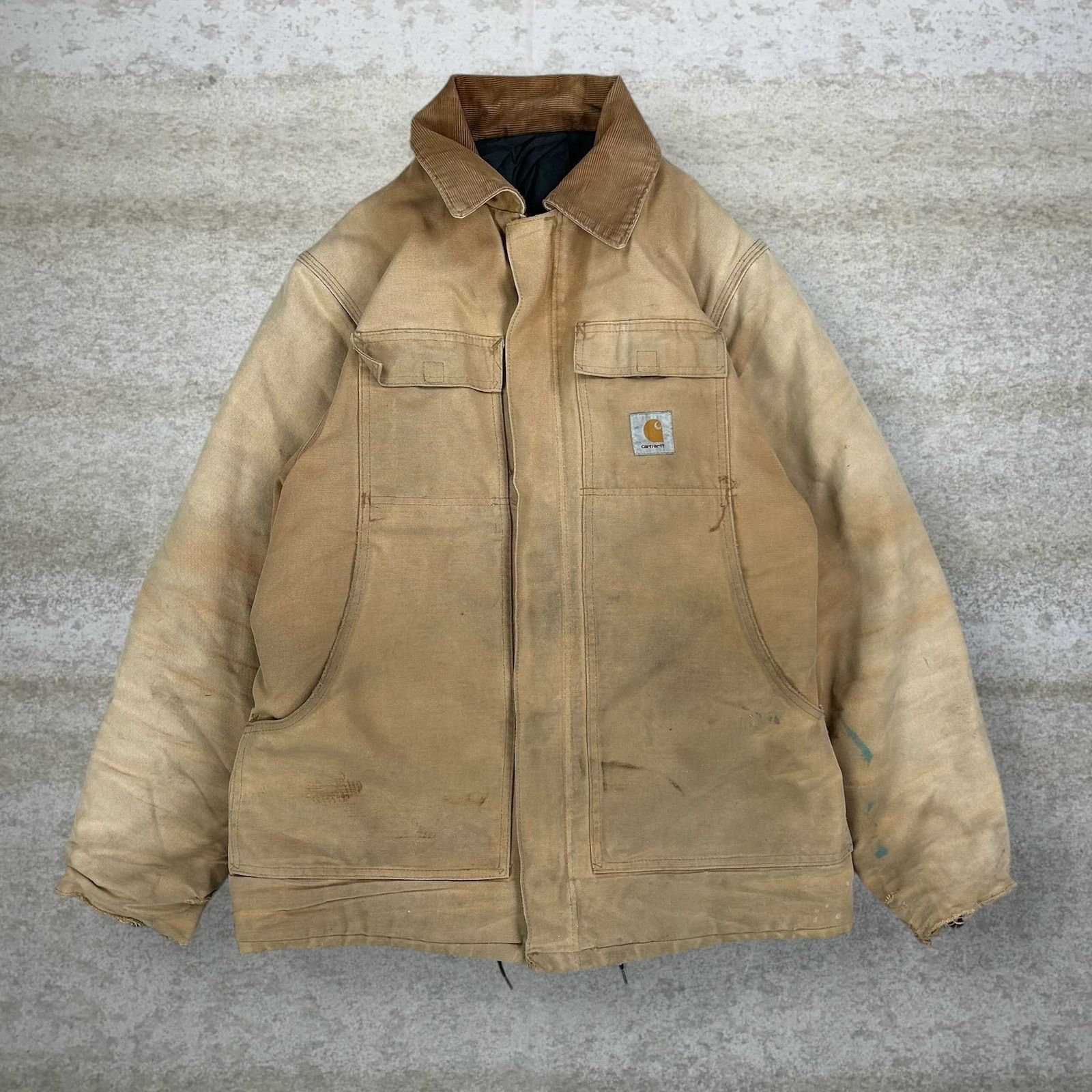 Vintage 90s Carhartt Jacket Tan Cotton Canvas Insulated
