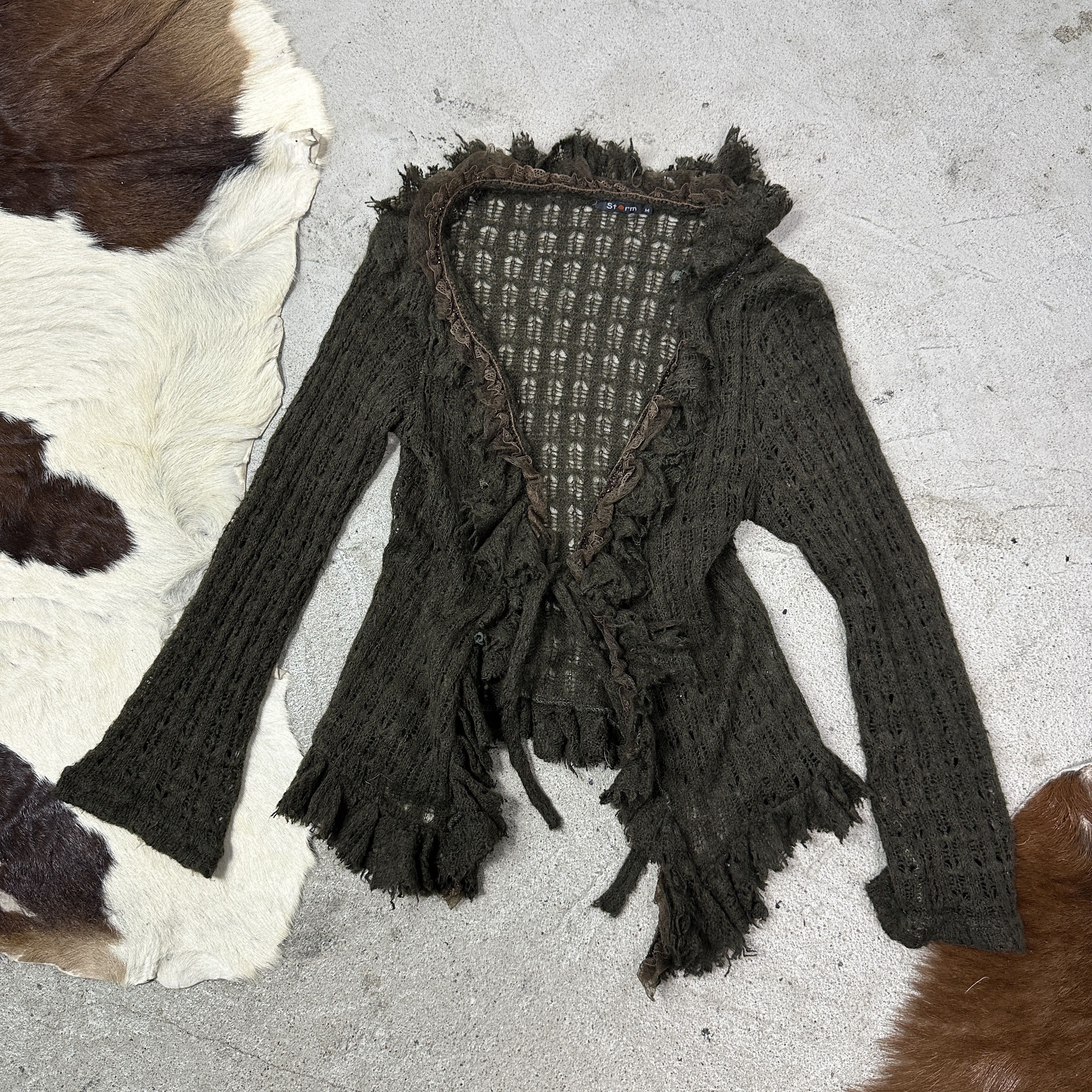 Vintage Vintage Avant Garde Mohair Crochet Cardigan Y2K Size M / US 6-8 / IT 42-44 - 7 Thumbnail