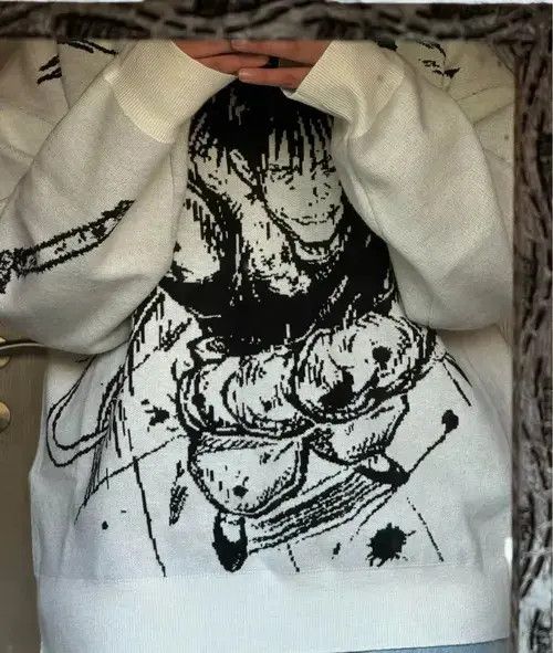 Aran Isles Knitwear Knittin Gothic Anime Print Pattern O Neck Pullover Sweater Size US L / EU 52-54 / 3 - 3 Thumbnail