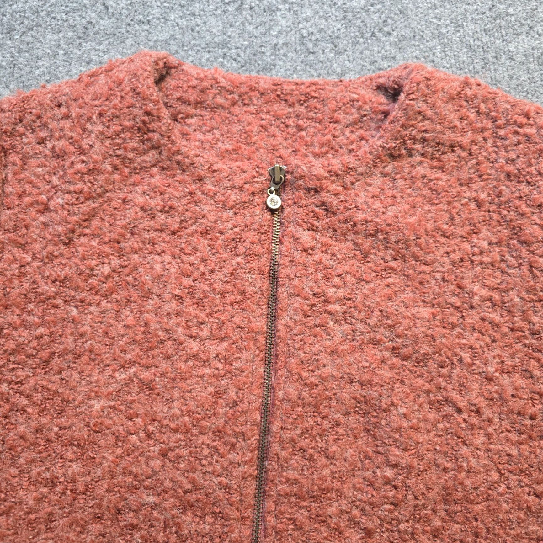 Vintage Focus Cardigan Womens Size Large Brown Orange Wool Boucle Full Zip Casual Size L / US 10 / IT 46 - 2 Thumbnail