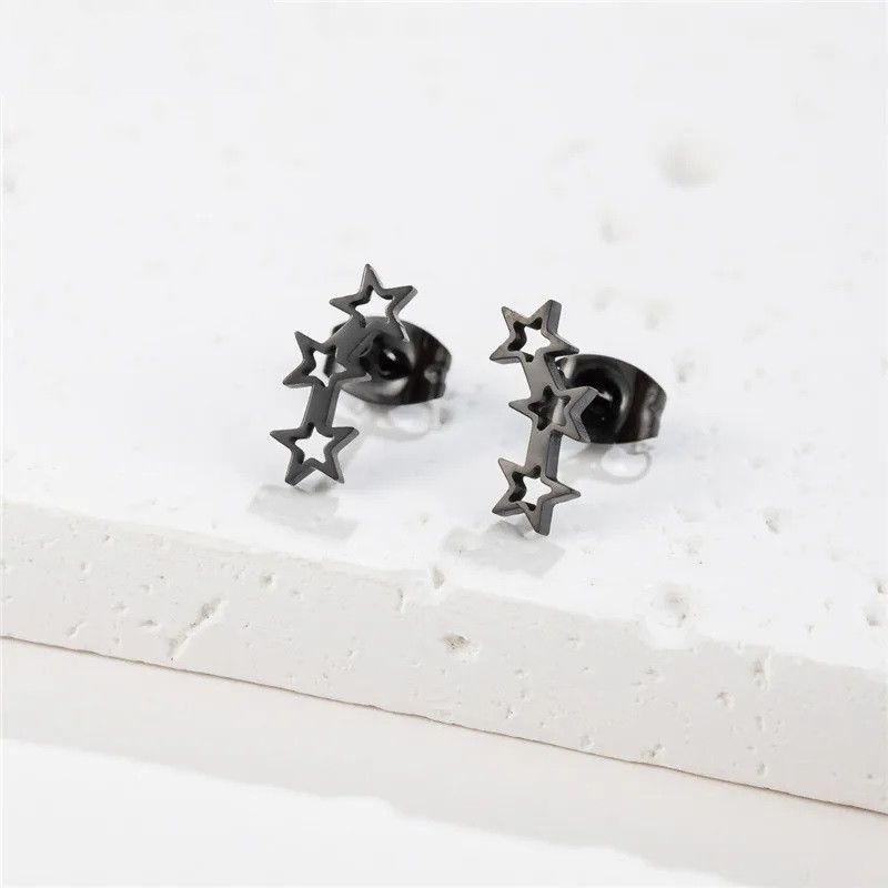 Jewelry Triple Stars Mini Stud Earrings Charm Earring Gift Size ONE SIZE - 1 Preview
