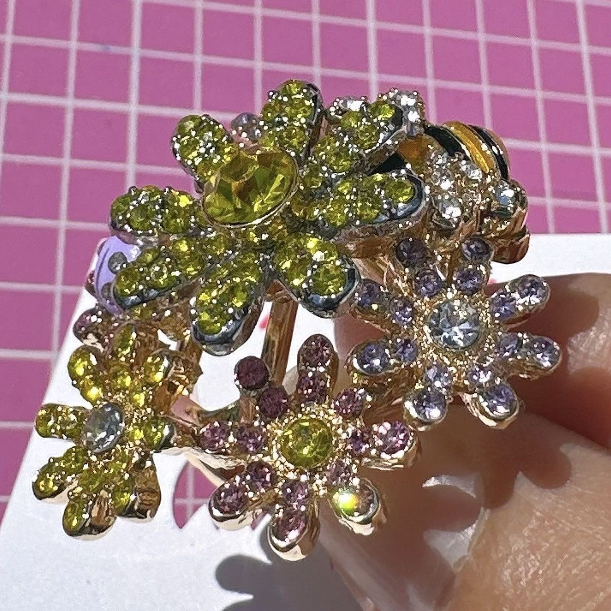 Betsey Johnson Betsey Johnson crystal paved yellow pink white flowers Size ONE SIZE - 3 Thumbnail