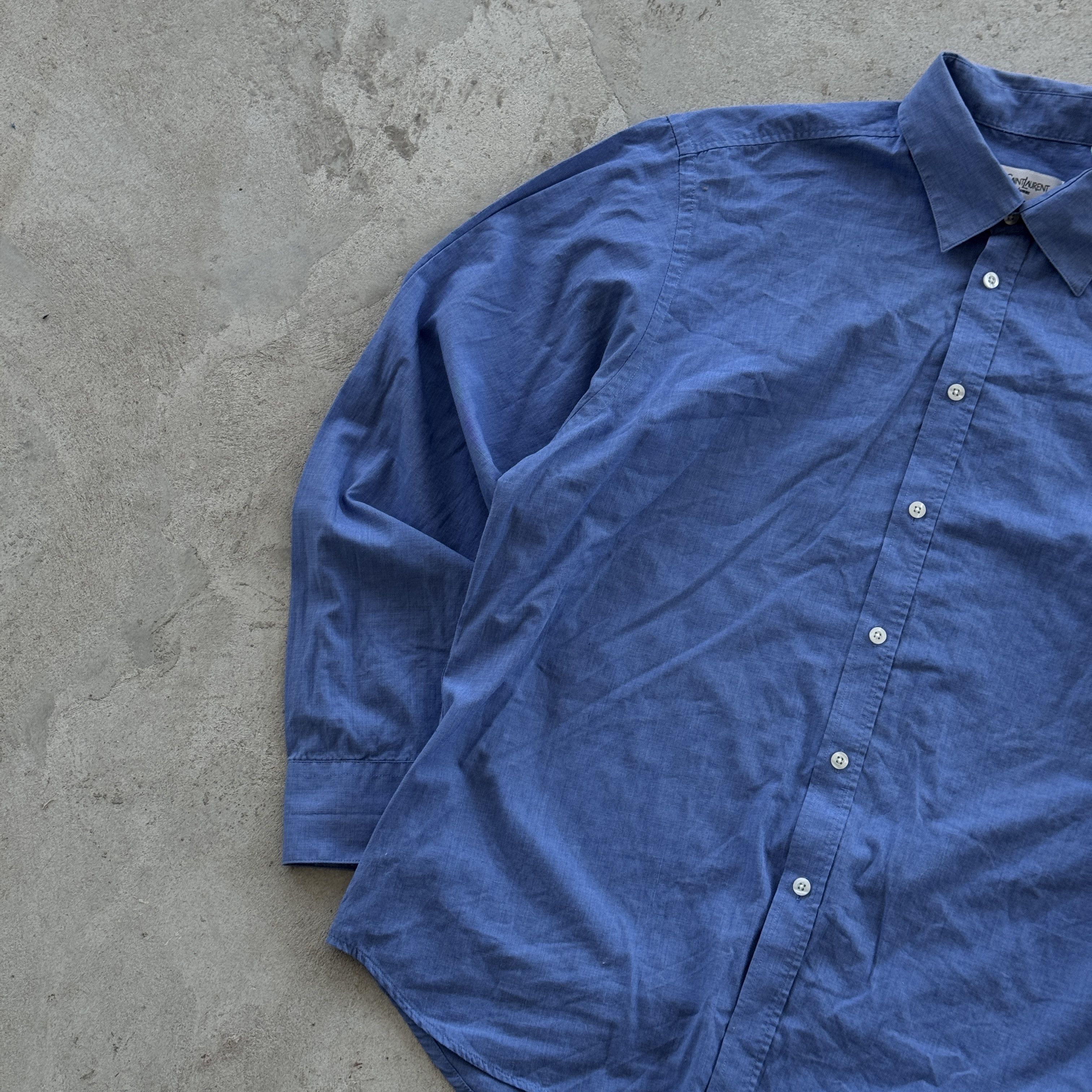 Yves Saint Laurent Yves Saint Laurent Pour Homme Blue Long Sleeve Shirt XL Size US XL / EU 56 / 4 - 3 Thumbnail