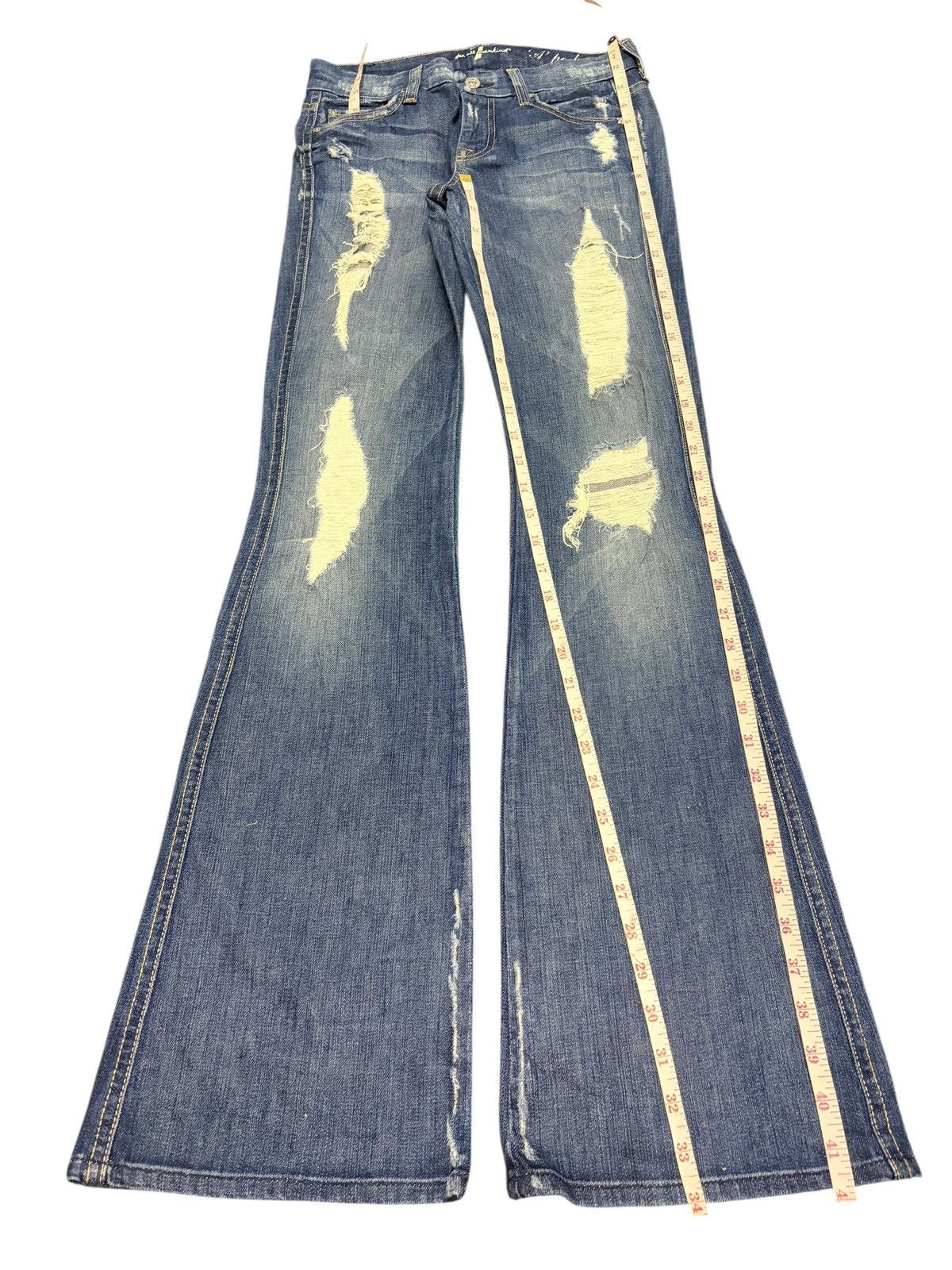7 For All Mankind Vintage 7 For All Mankind Distress Low Rise Flare Jeans Size 27" / US 4 / IT 40 - 7 Thumbnail