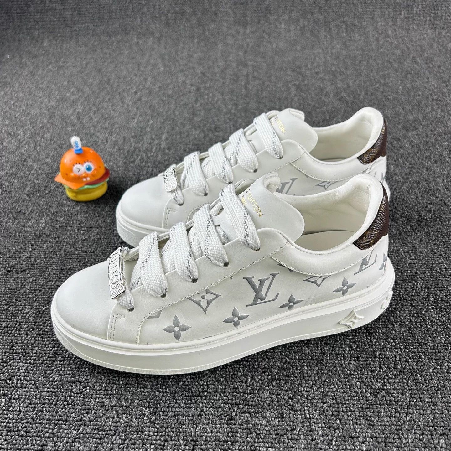 Louis Vuitton LV silver embossed Monogram sneakers 36.5 Size US 5.5 / IT 35.5 - 1 Thumbnail